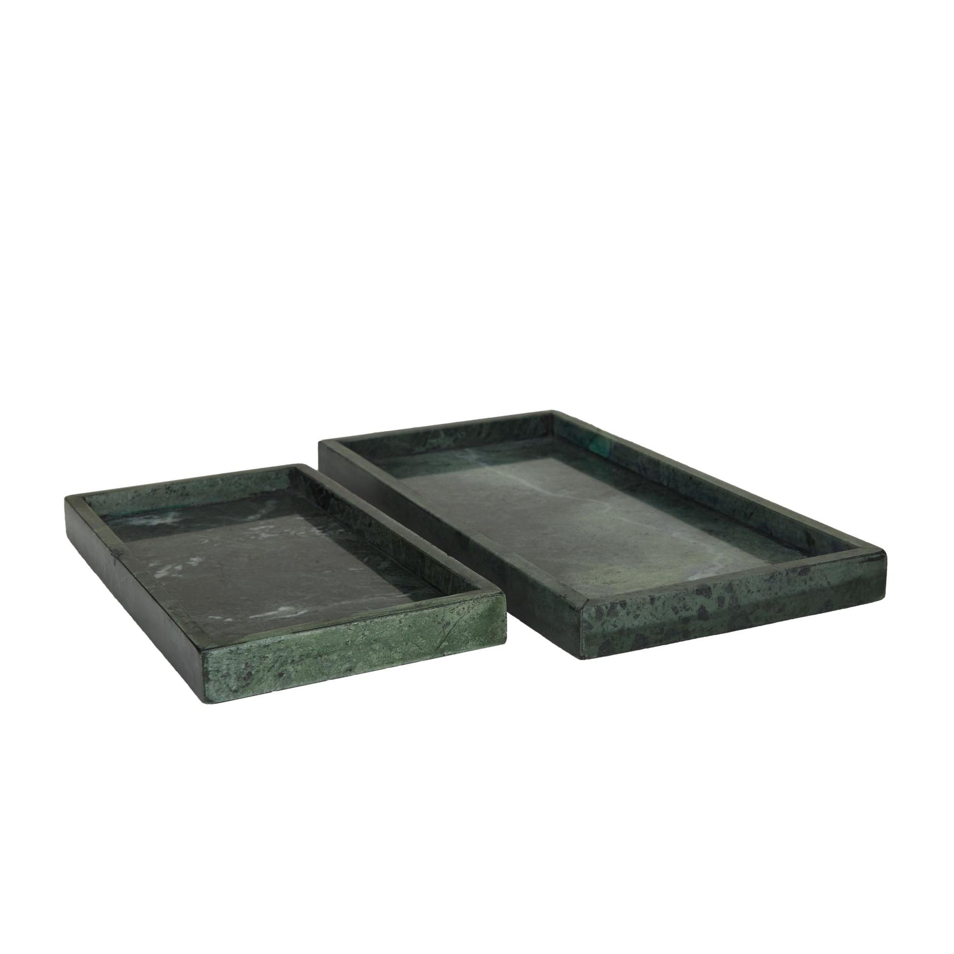Set of 2 Marble Minimalistic Textured Square Living Room Decor Tray Set of 2 10", 8"W