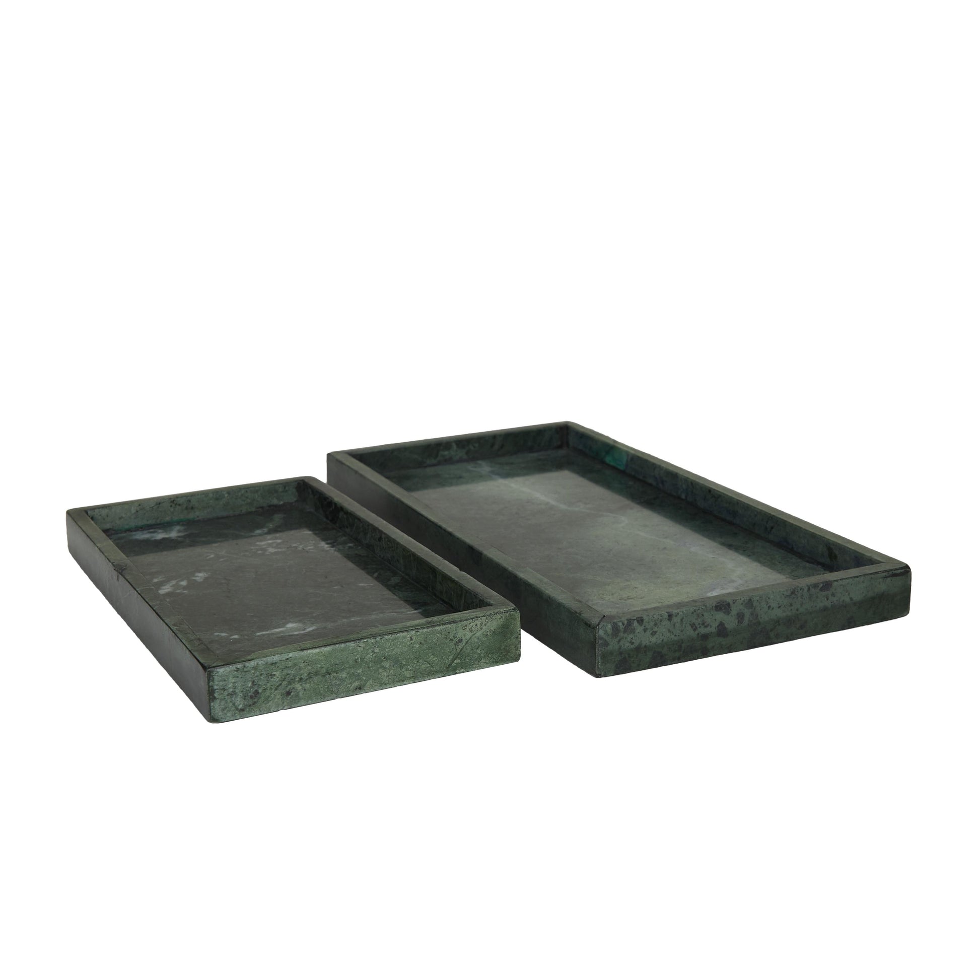Set of 2 Marble Minimalistic Textured Square Living Room Decor Tray Set of 2 10", 8"W