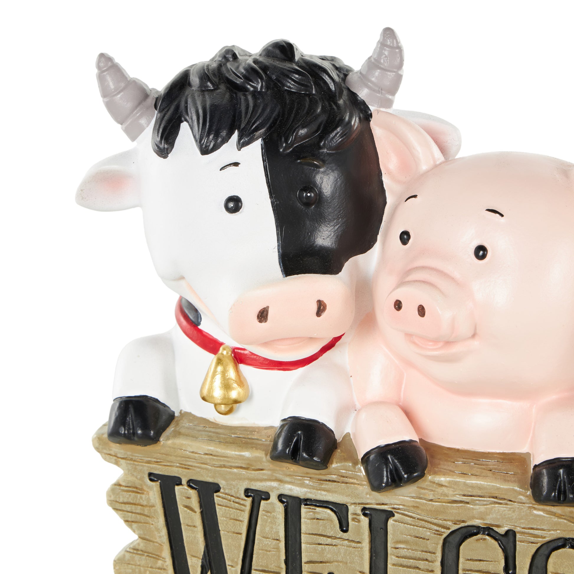 Farm Animals Multi Colored Polystone Decorative Sculpture with Brown Welcome Sign