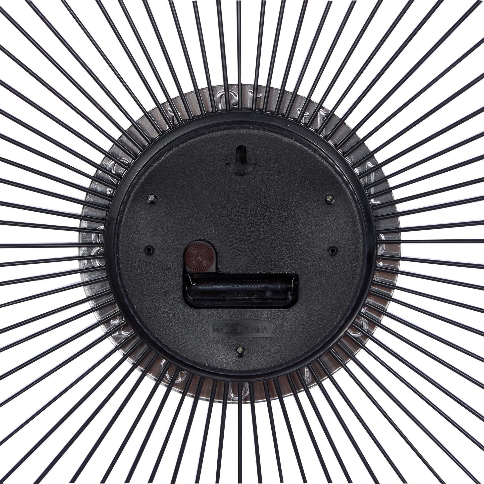 Starburst Silver Metal Decorative Wall Clock with Crystal Embellishment