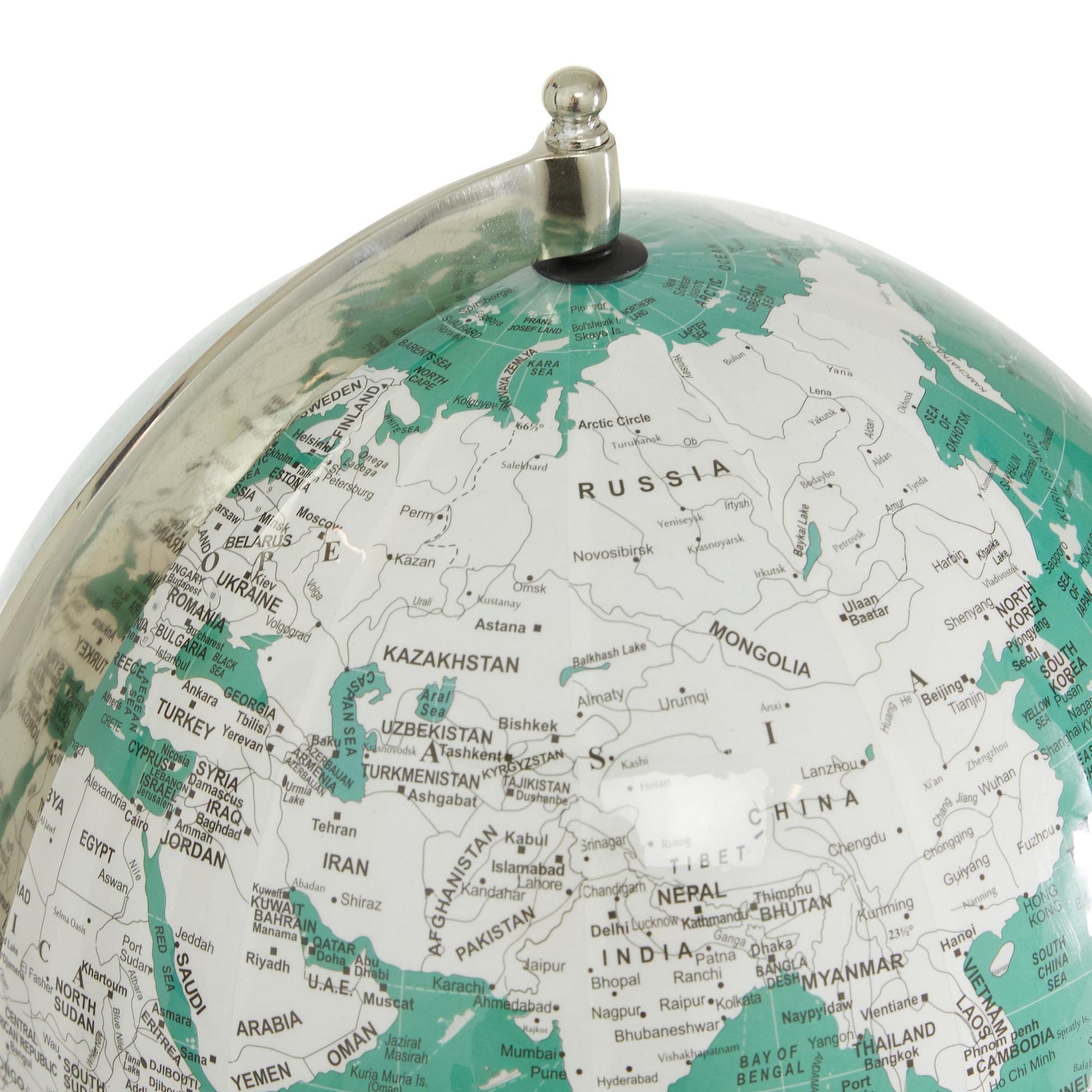 World Map Teal Aluminum Metal Educational/Geographic Earth Globe