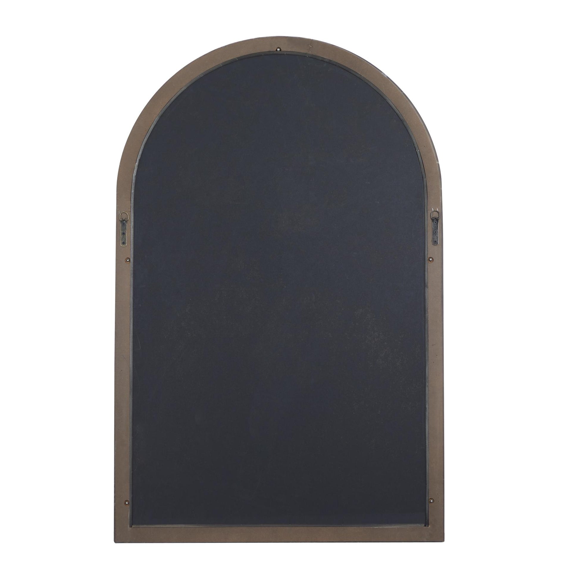 Brown Wooden Window Pane Inspired Room Wall Mirror with Arched Top
