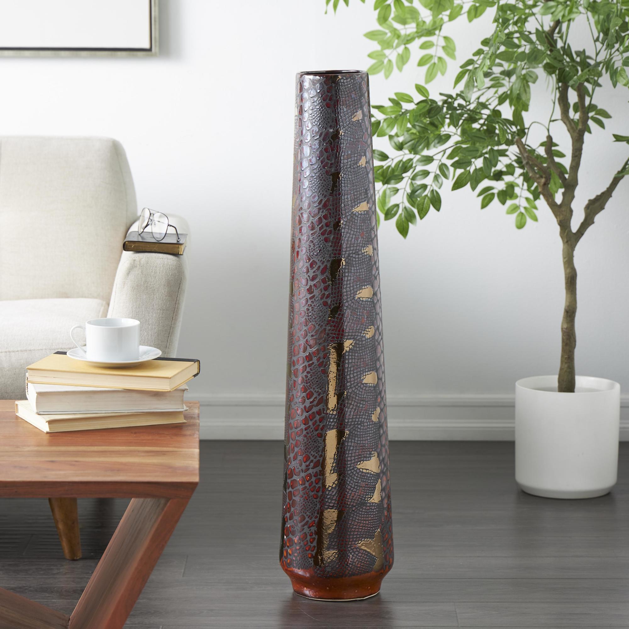Multi Colored Ceramic Snakeskin Inspired Decorative Vase