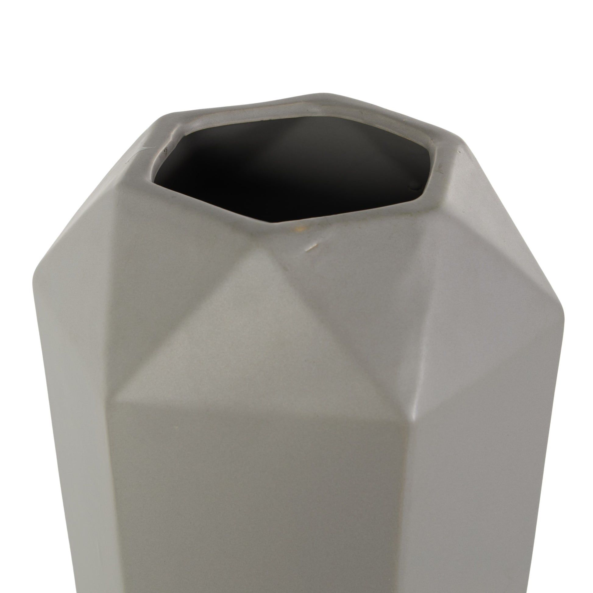 Geometric Gray Ceramic Decorative Vase