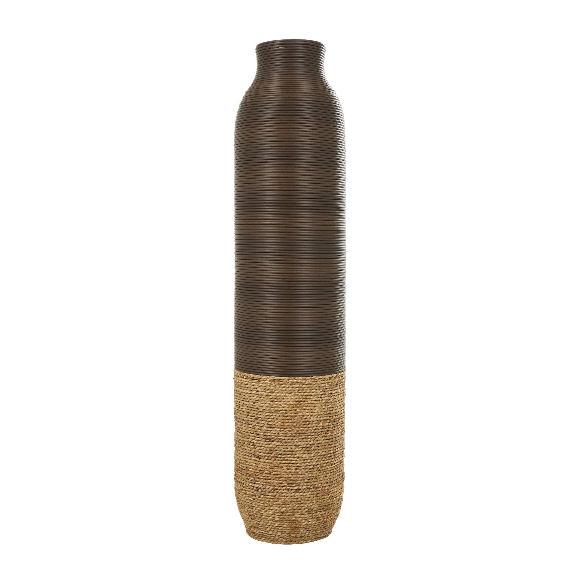 Dark Brown Seagrass Handmade Decorative Vase