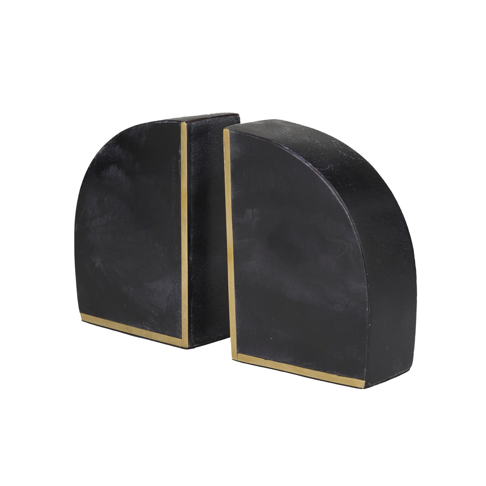 CosmoLiving by Cosmopolitan Set of 2 Geometric Marble 8 lbs Decorative Bookends with Gold Inlay