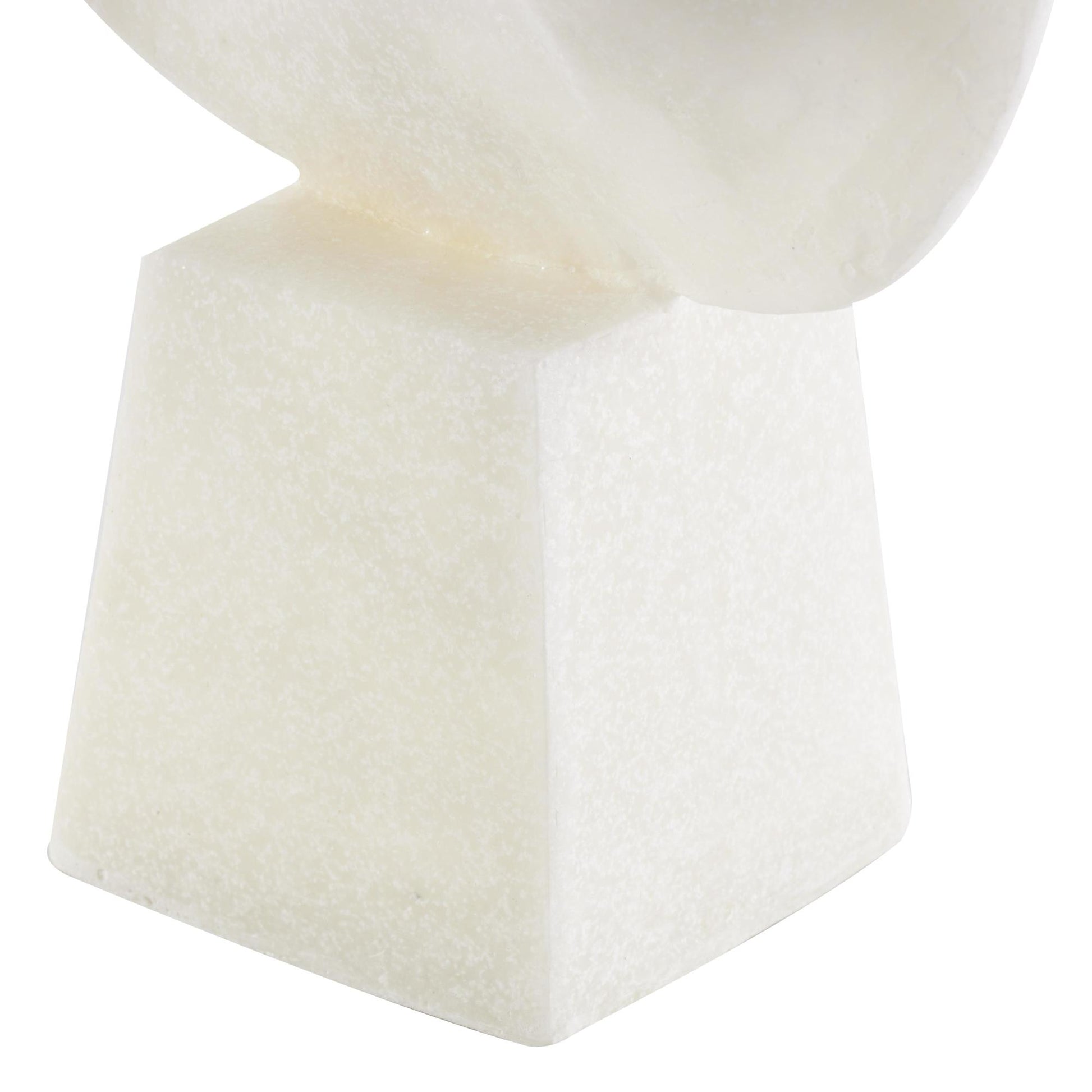 Abstract White Polystone Textured Wave Decorative Sculpture with Elevated Base