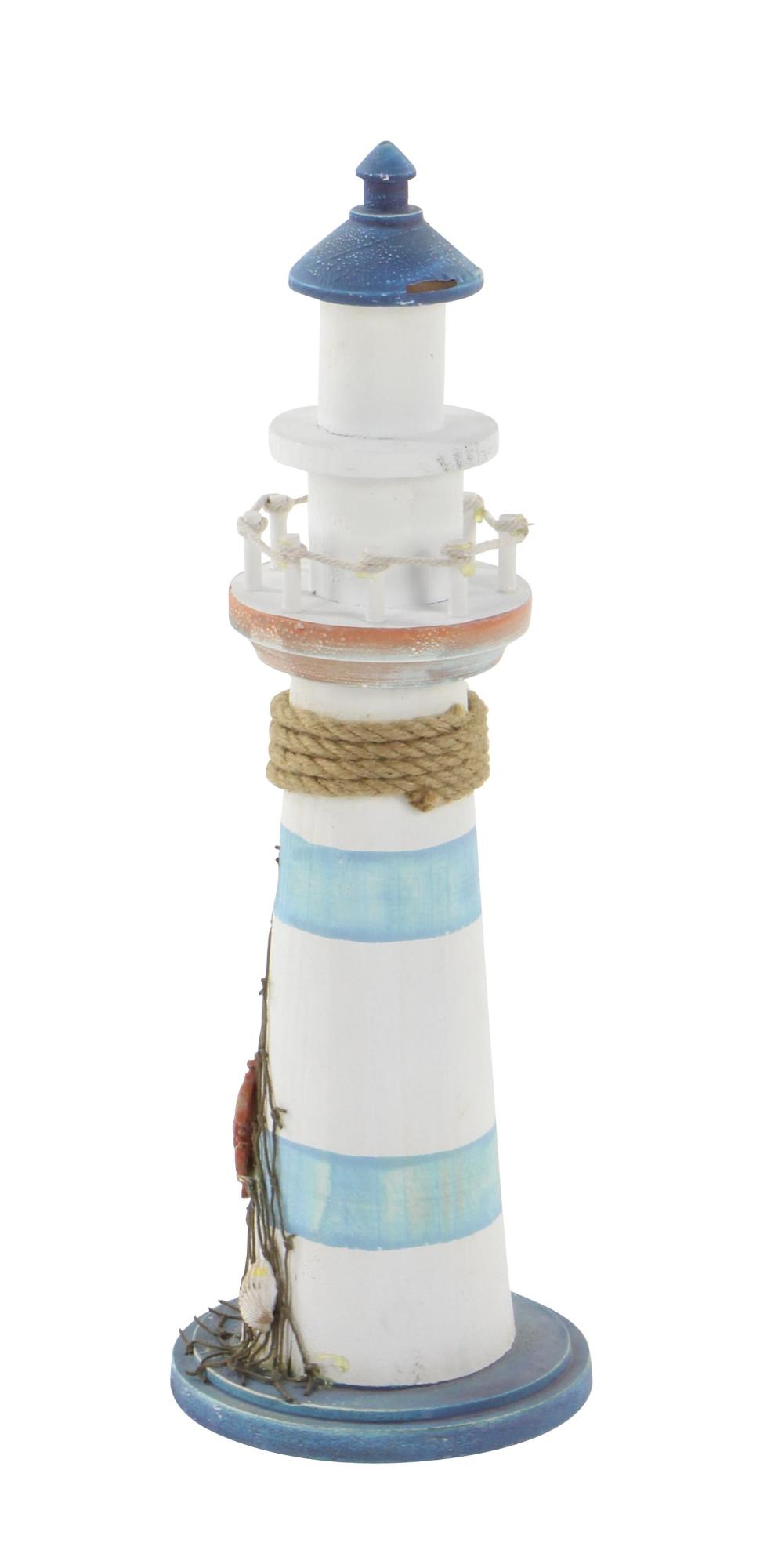 Light House Blue Wood Decorative Sculpture with Netting