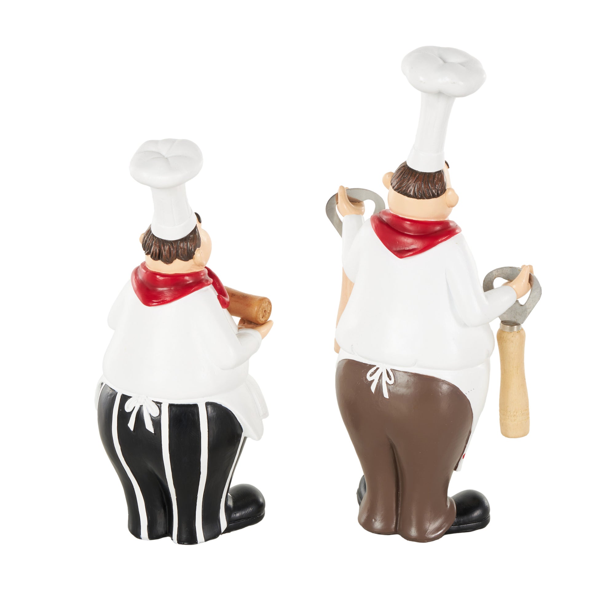 Set of 2 Chef White Polystone Kitchen Bottle Opener Holder Decorative Sculpture with Corkscrew