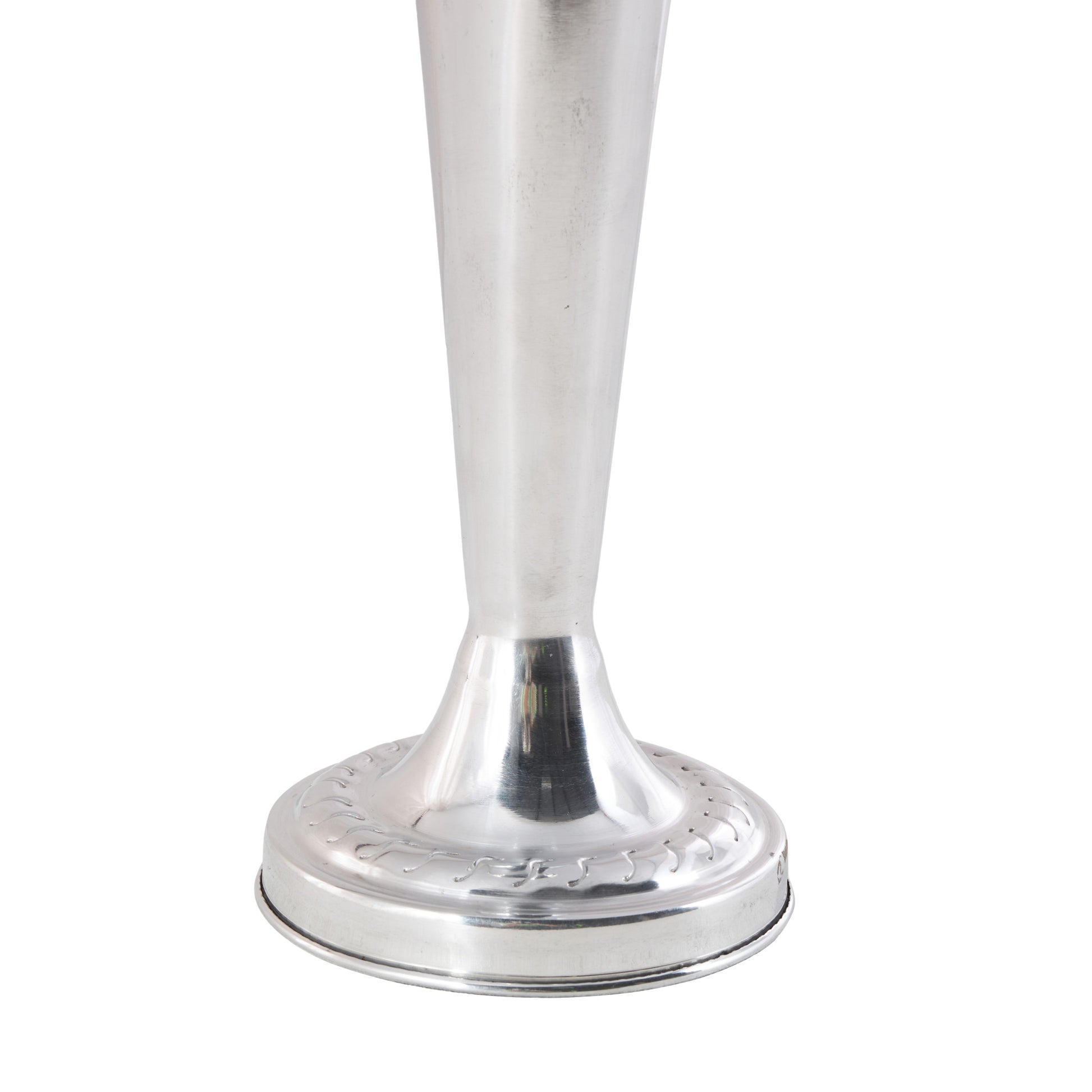 Silver Aluminum Metal Flute Shaped Decorative Vase