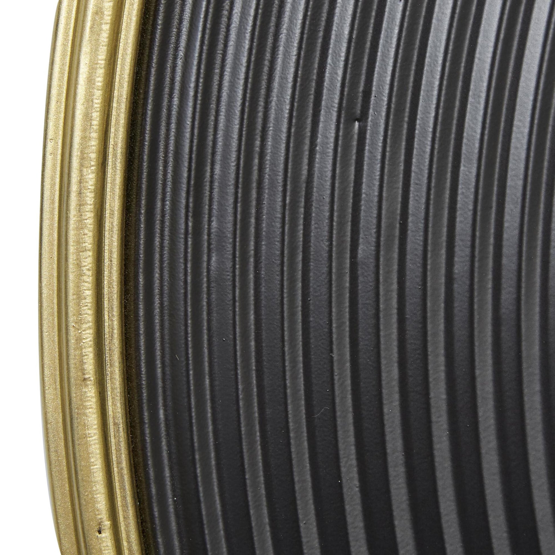 CosmoLiving by Cosmopolitan Black Metal Ribbed Room Wall Mirror with Gold Edges