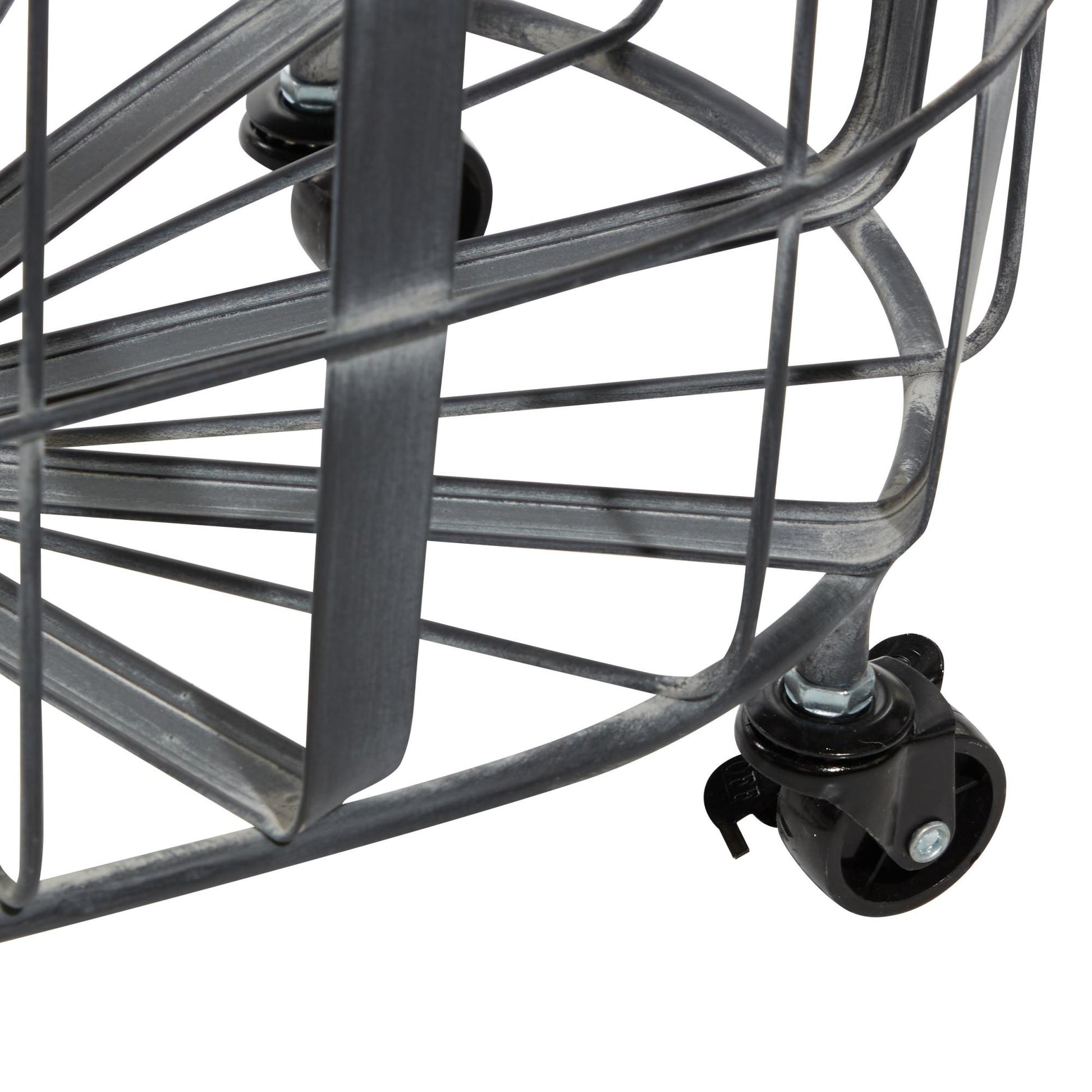 Set of 2 Black Metal Wire Grid Decorative and Functional Storage Basket with Wheels and Handles