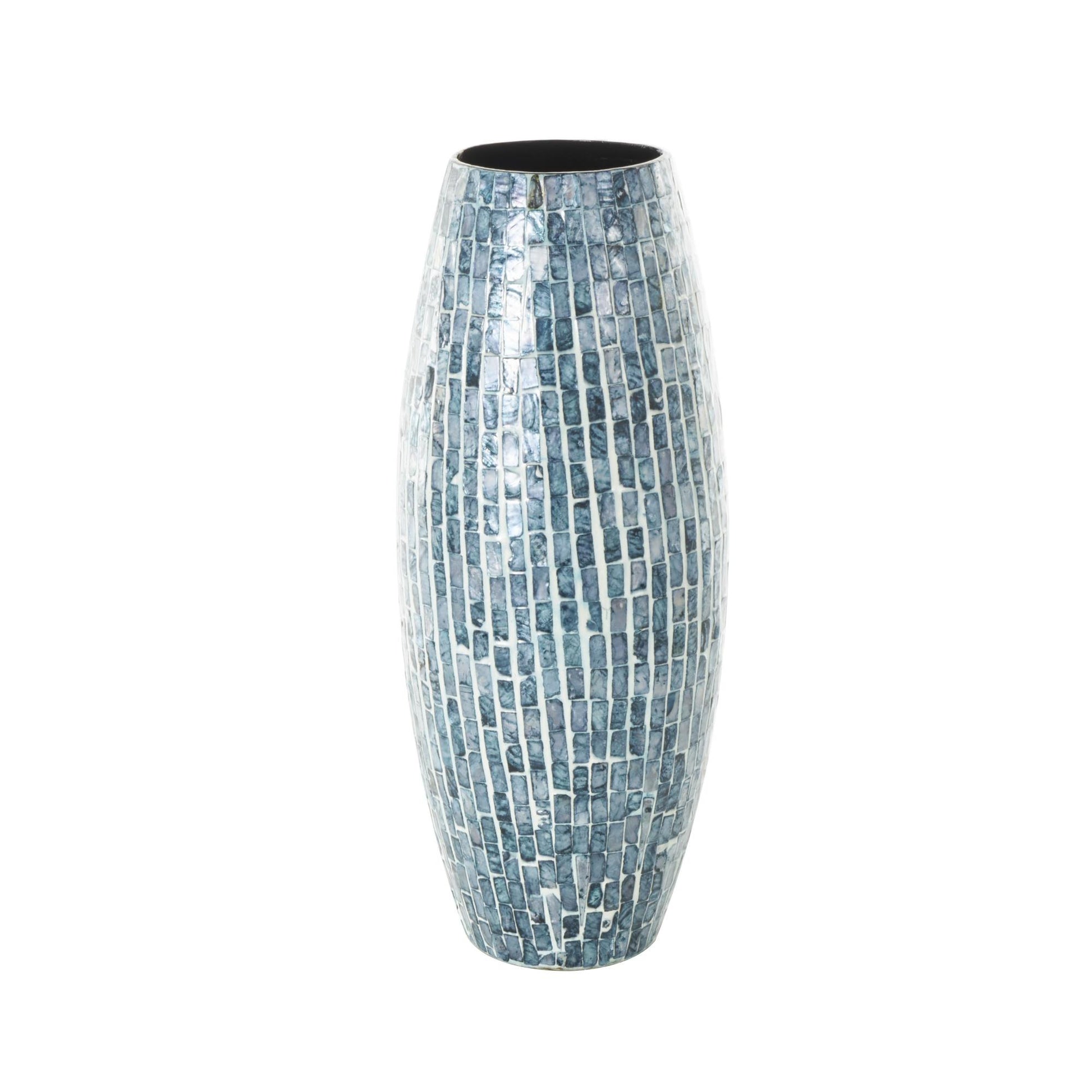 Blue Mother of Pearl Shell Handmade Mosaic Inspired Decorative Vase