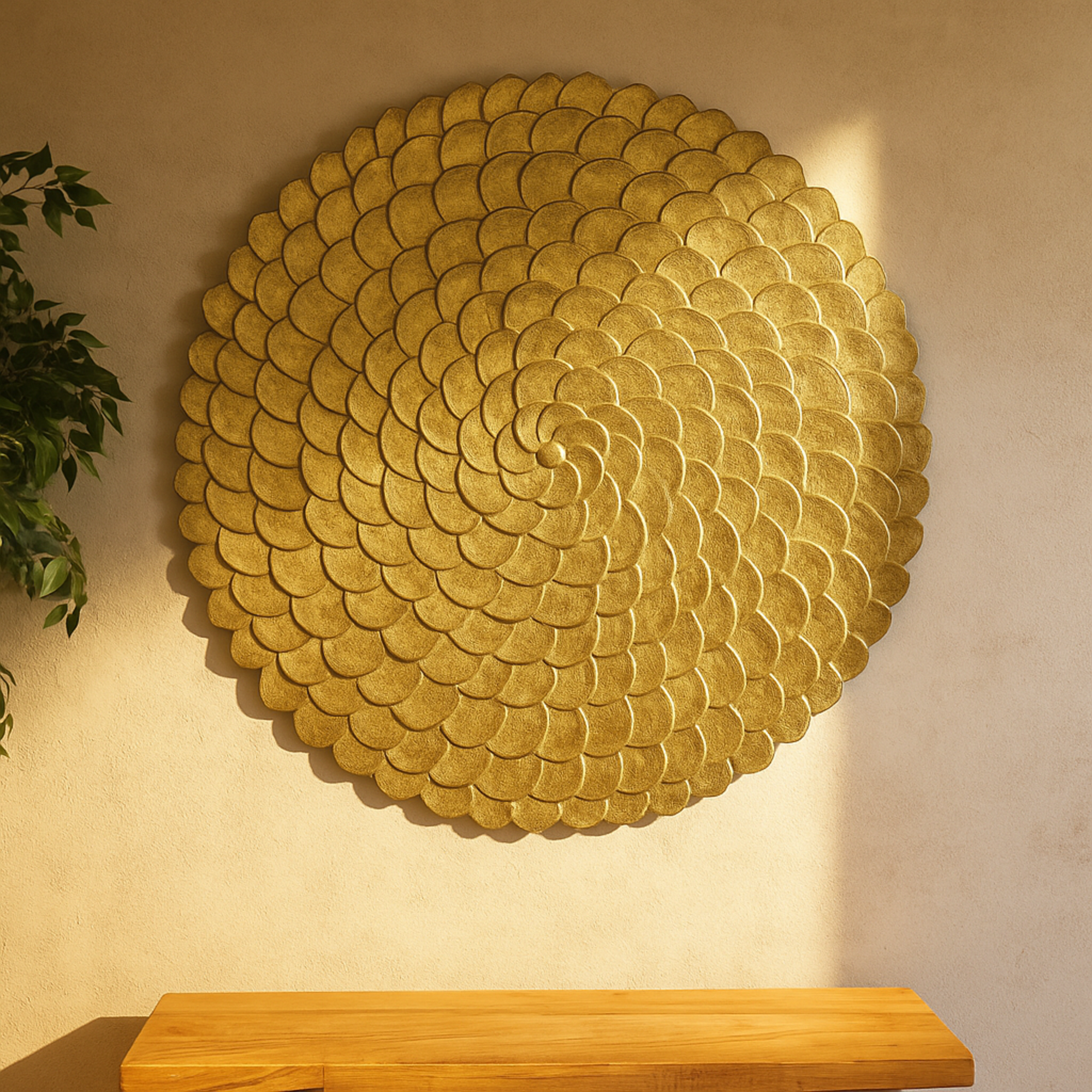 Plate Wood Carved Radial Home Wall Decor