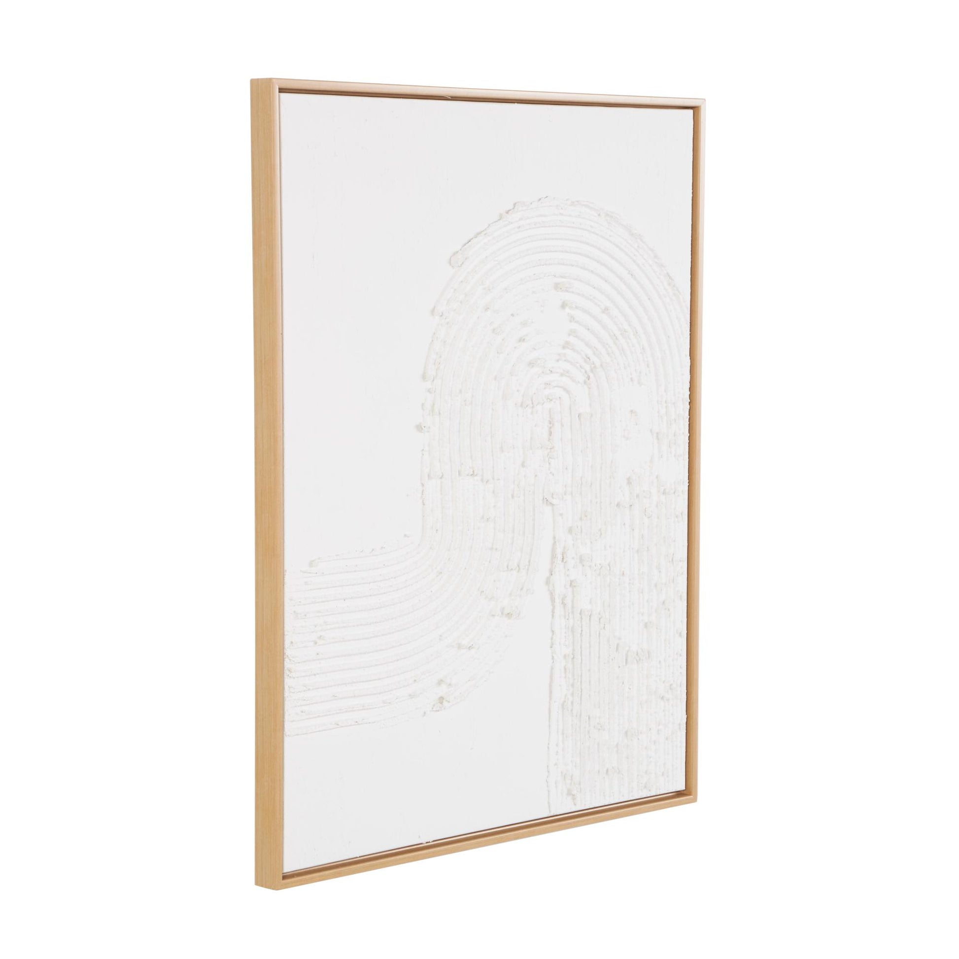Abstract White Canvas Living Room Framed Wall Art with Brown Frame