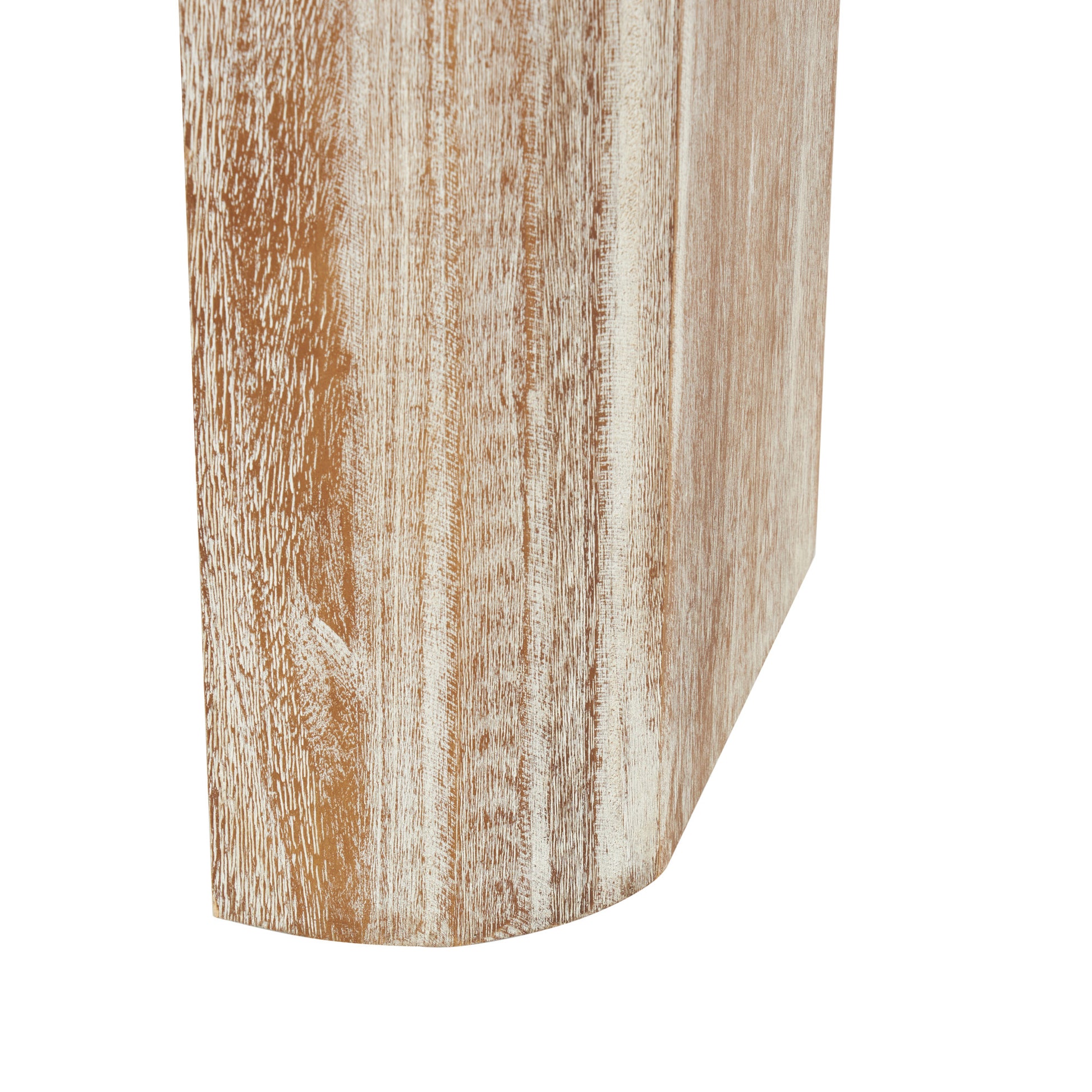 Beige Wood Living Room Console Table with Block Legs