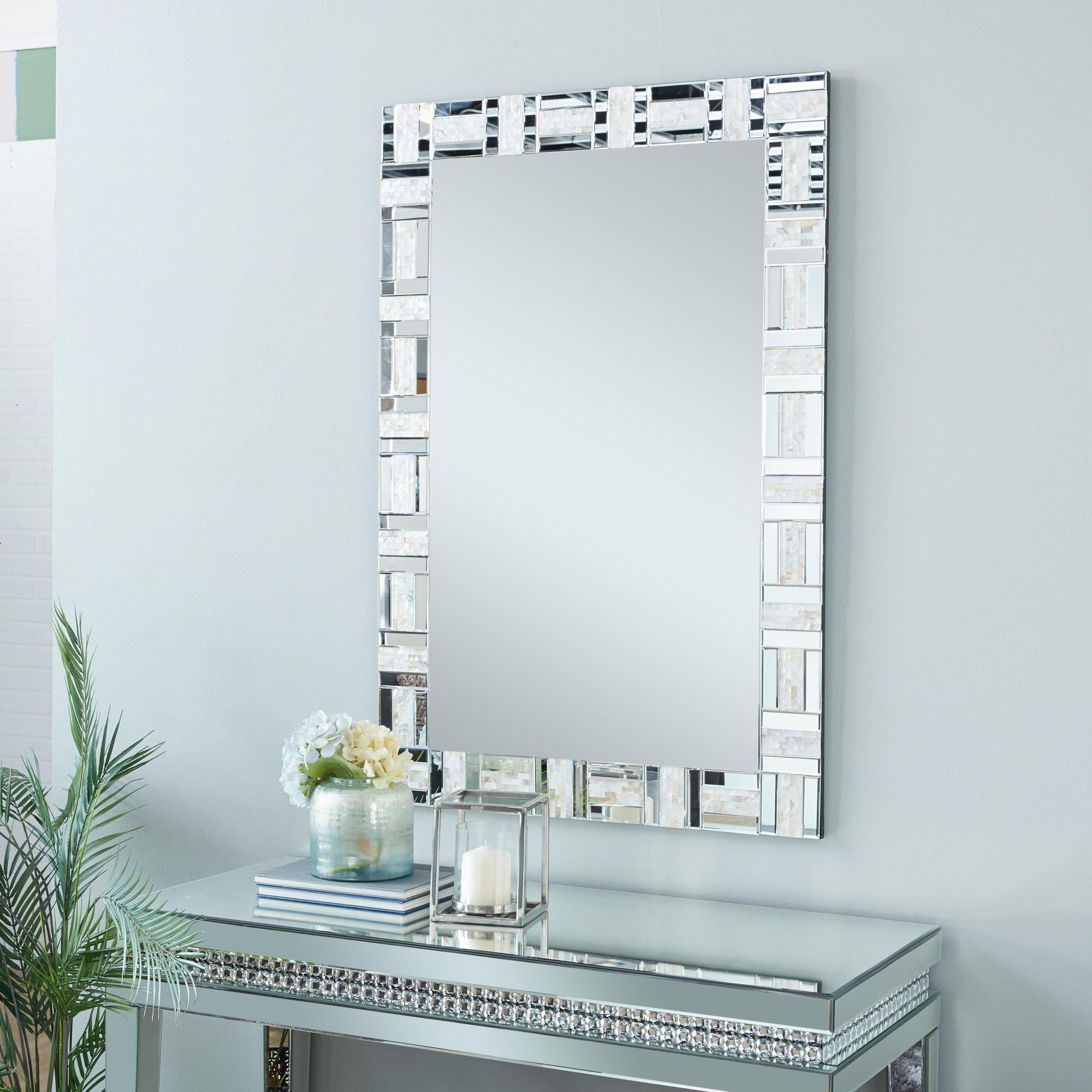 Geometric Silver Glass Room Wall Mirror