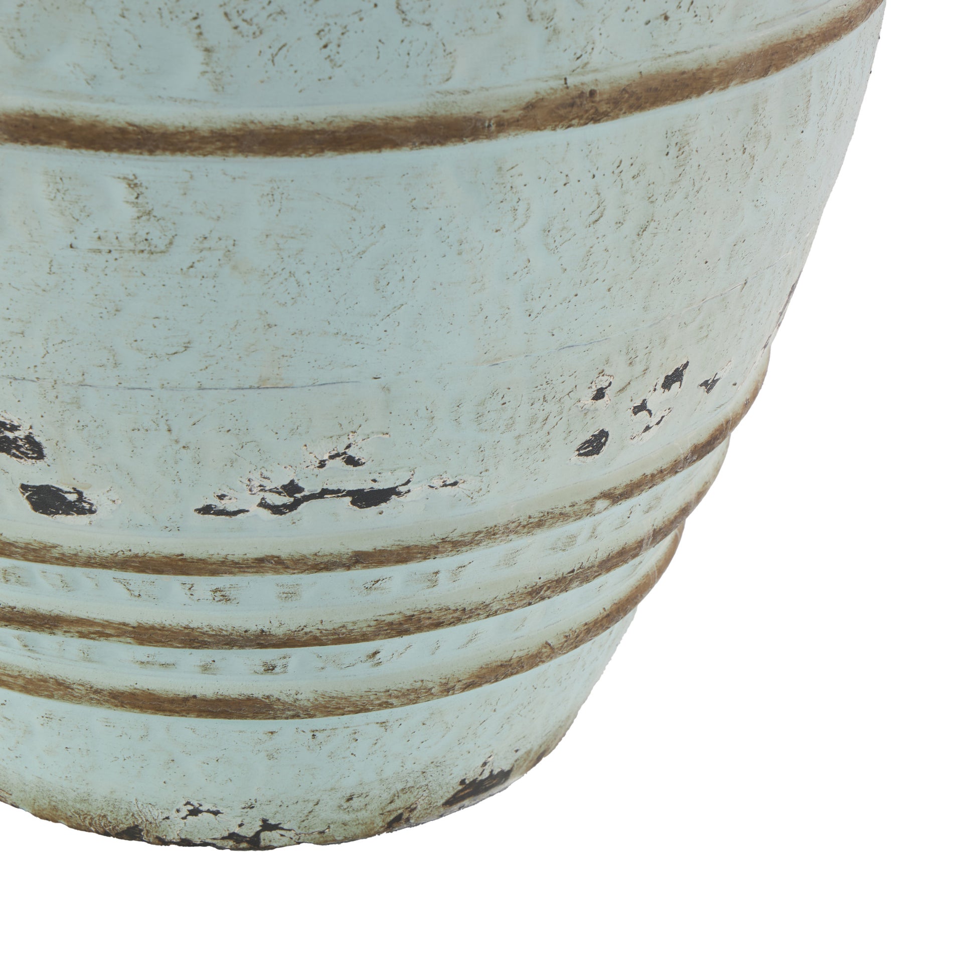 Set of 3 Blue Metal Distressed Decorative Vase with Handles