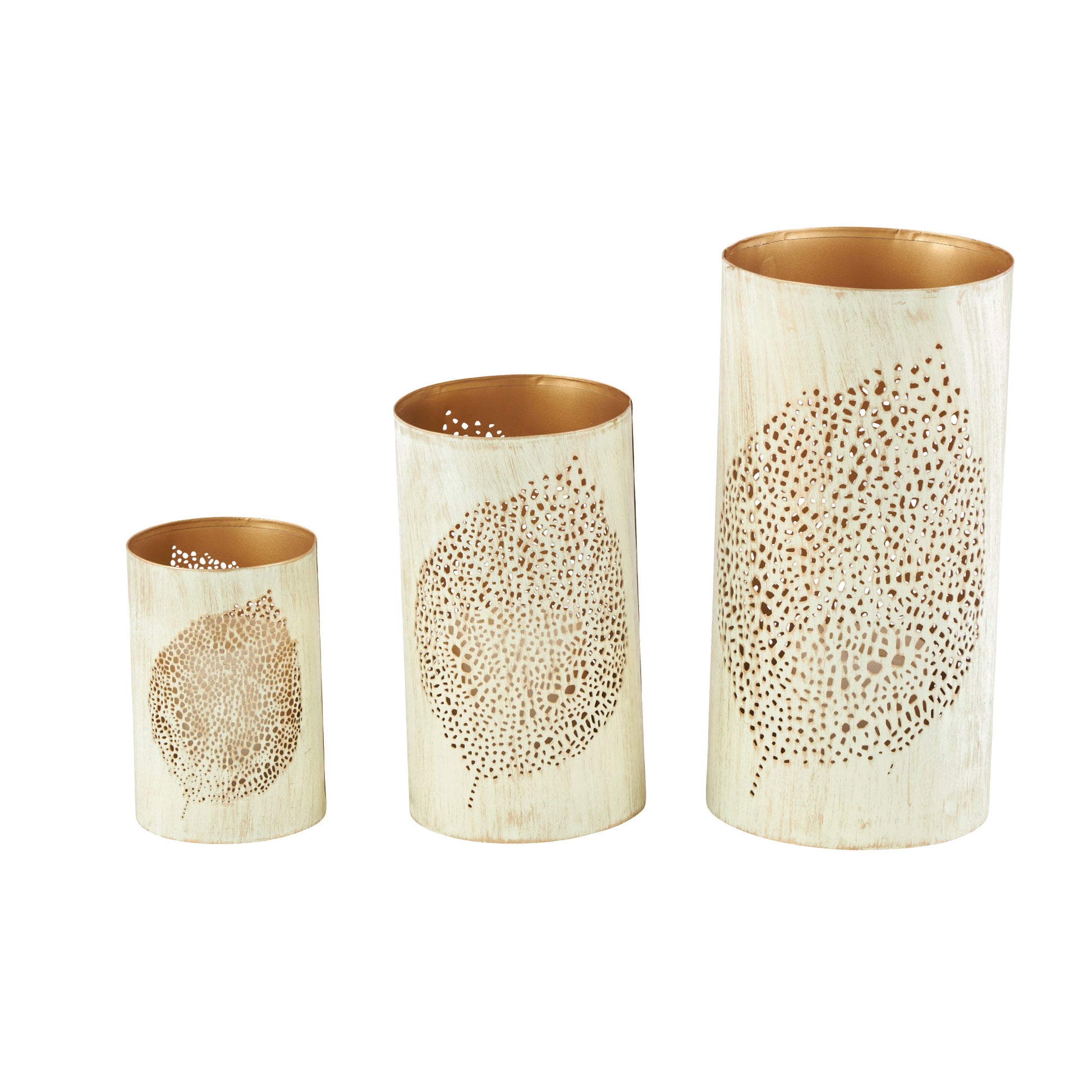 Set of 3 Geometric Metal Decorative Indoor Outdoor Candle Lantern Set of 3 12", 10", 6"H