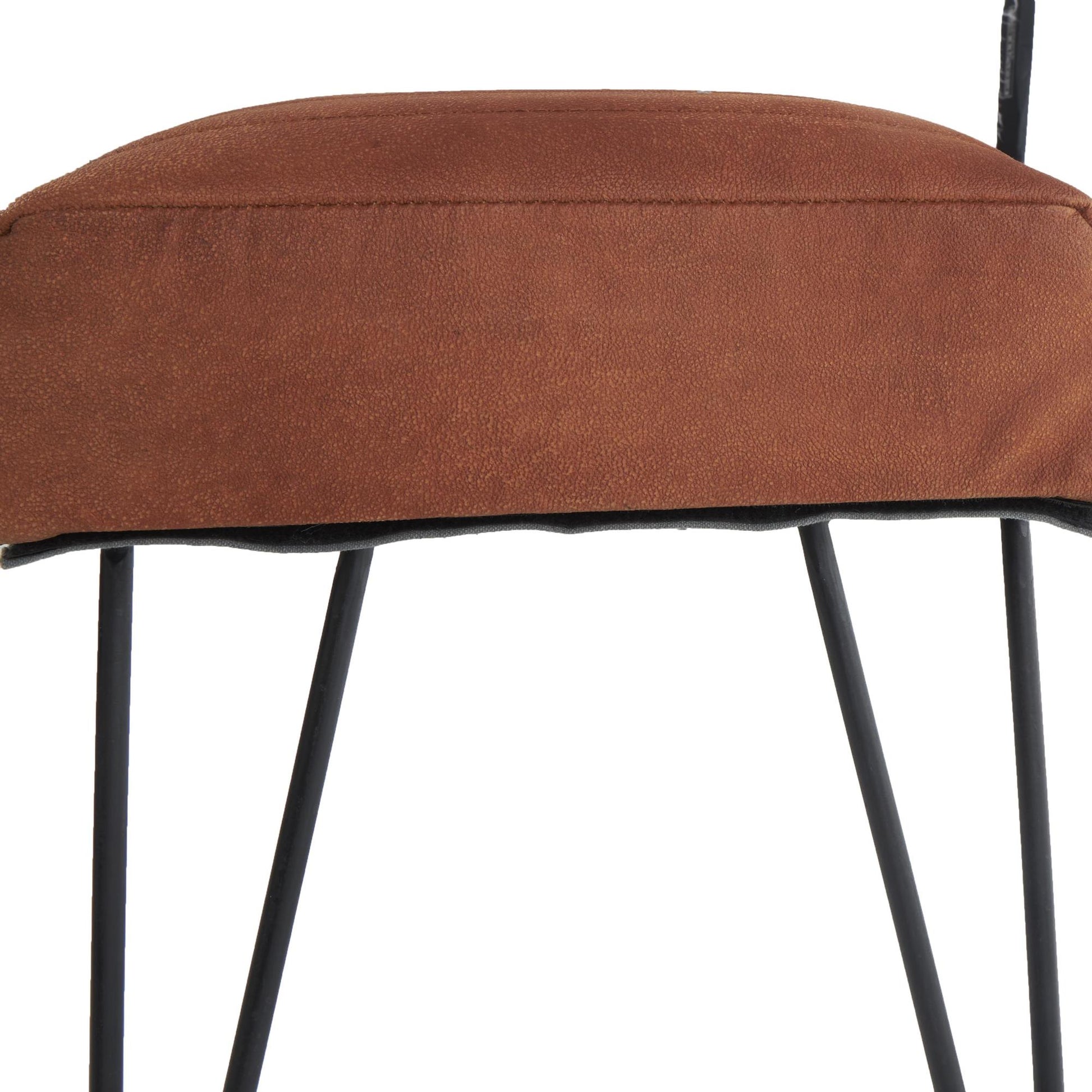 Leather Upholstered Home Bench with Linear Tufted Panels and Black Metal Hairpin Legs