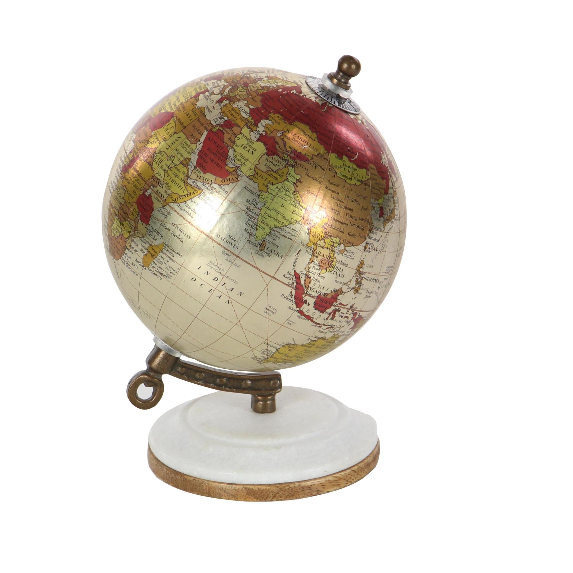 World Map White Plastic Educational/Geographic Earth Globe with Marble Base