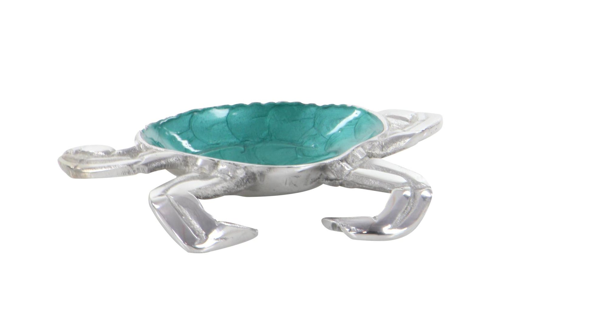 Set of 3 Crab Blue Aluminum Metal Decorative Serving Bowl with Enamel Interior