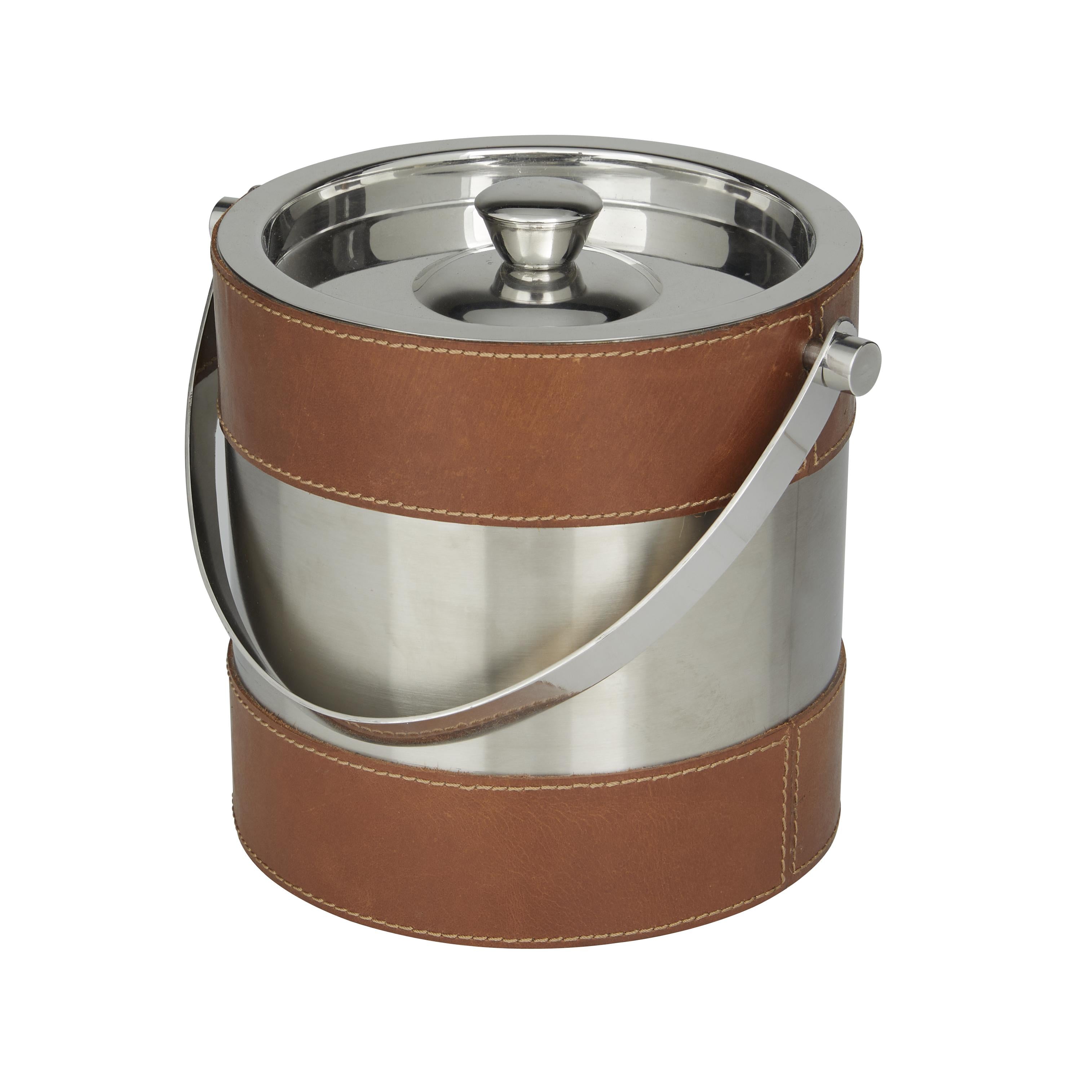 Leather Handmade Decorative Ice Bucket with Lid