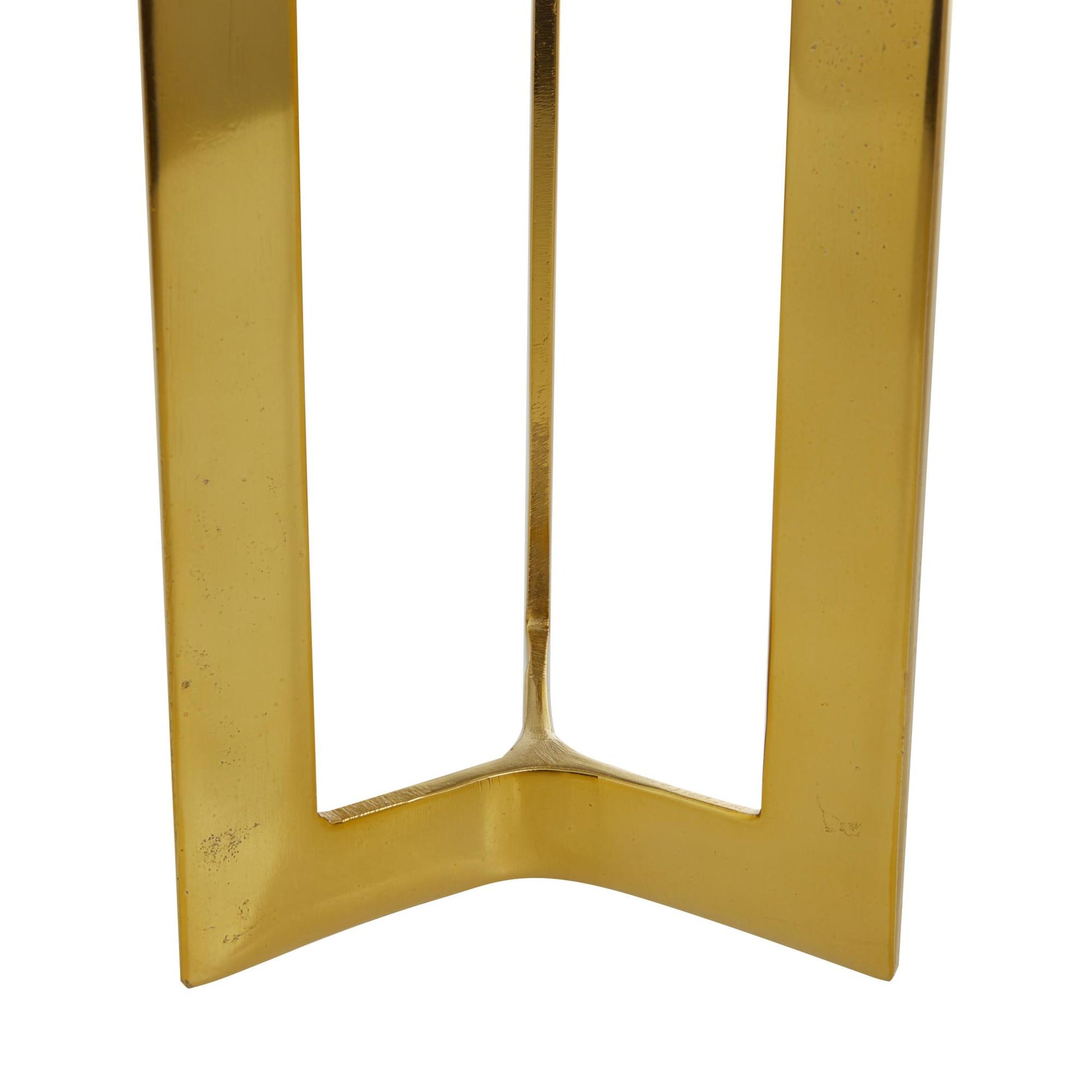 CosmoLiving by Cosmopolitan Set of 2 Geometric Aluminum Metal Pillar Decorative Candle Holder