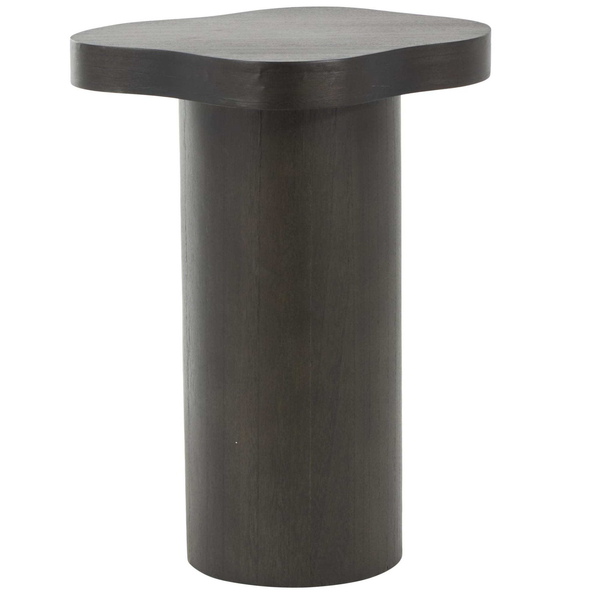 Wood Pedestal Side End Accent Table with Rounded Square Top