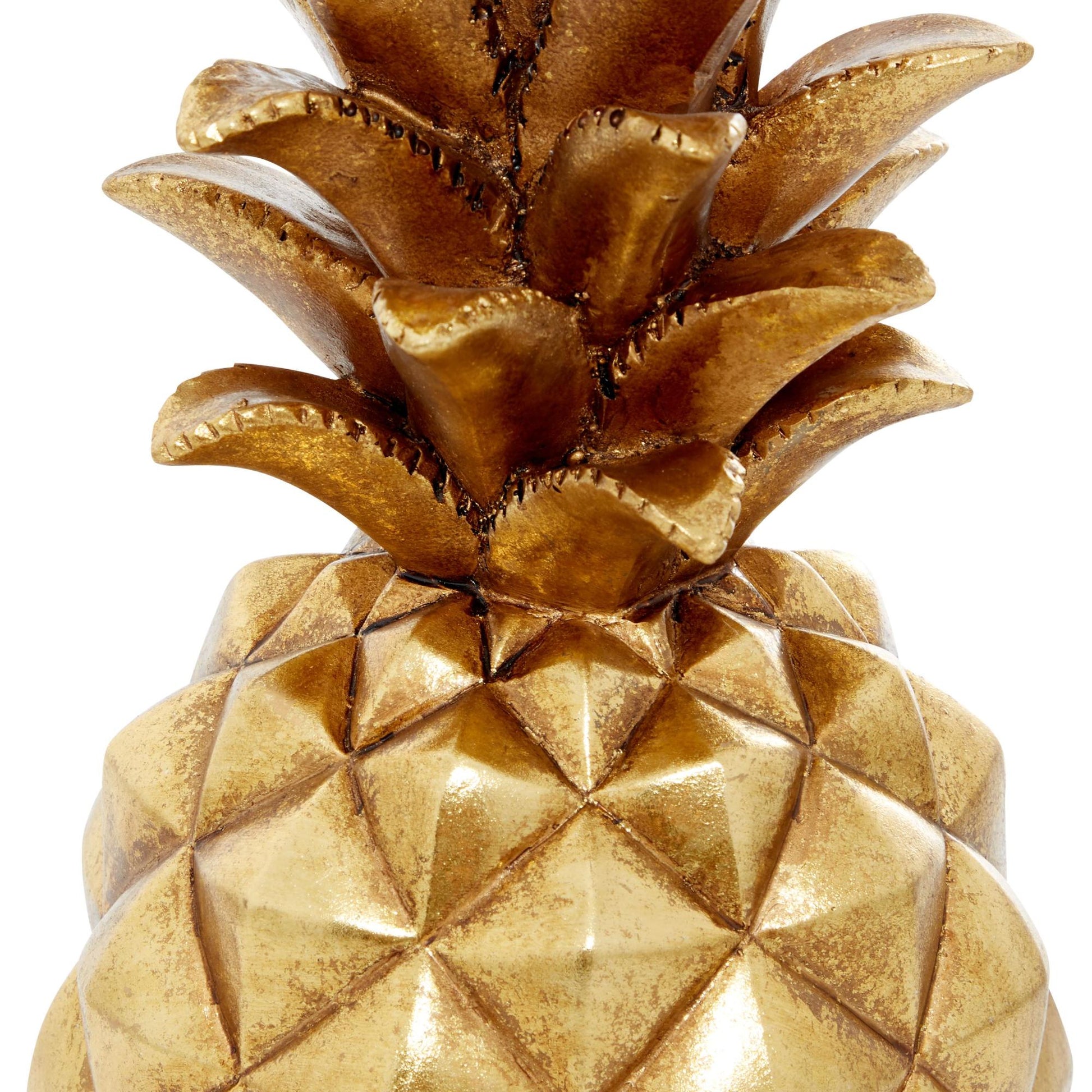 Fruit Gold Polystone Textured Pineapple Decorative Sculpture