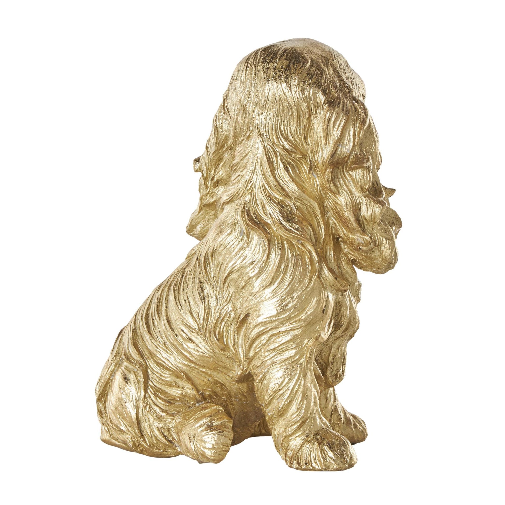 Set of 2 Dog Gold Polystone Sitting and Standing Decorative Sculpture