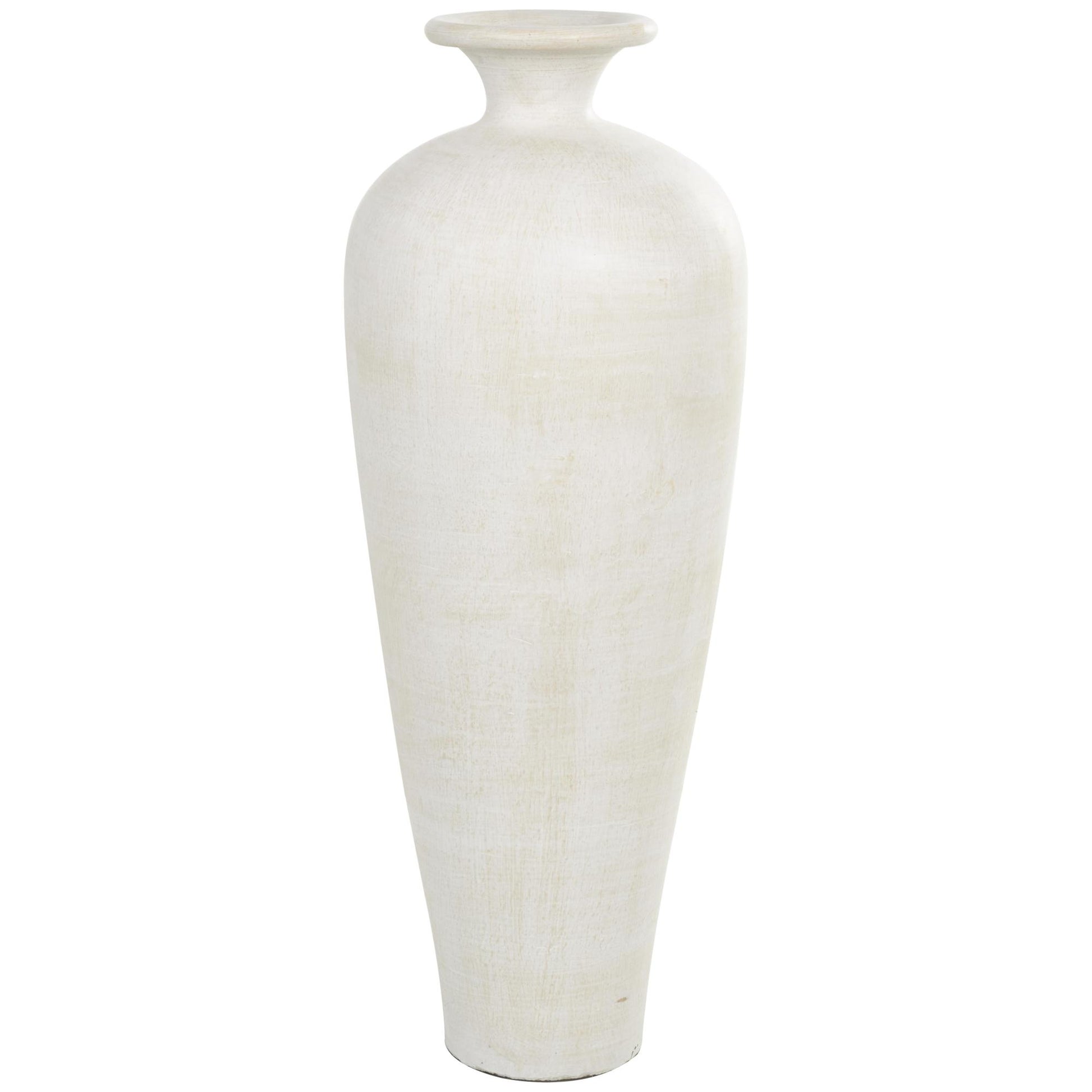 Beige Ceramic Tall Amphora Floor Decorative Vase