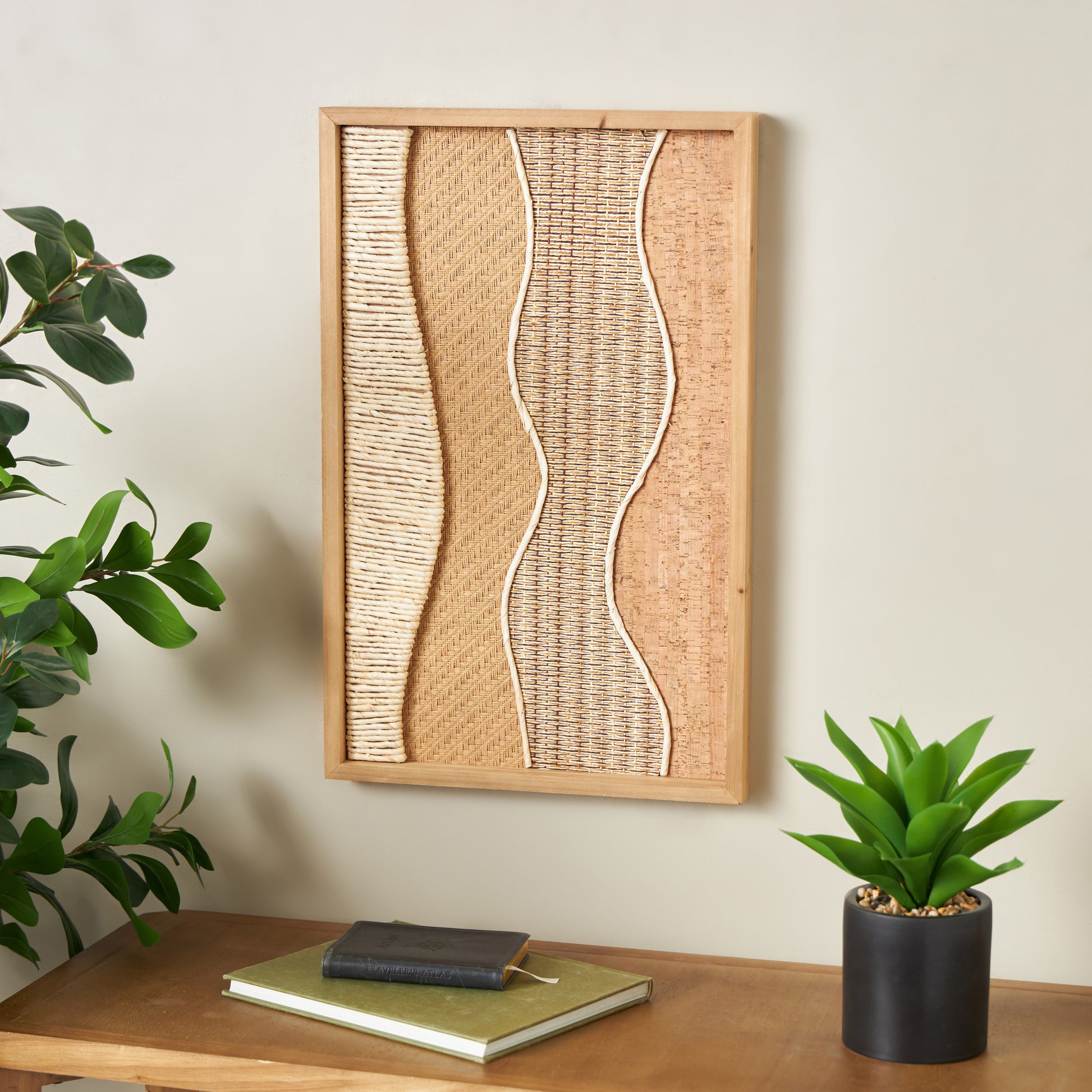 Abstract Brown Wood Handmade Mixed Media Home Wall Decor with Textures and Patterns