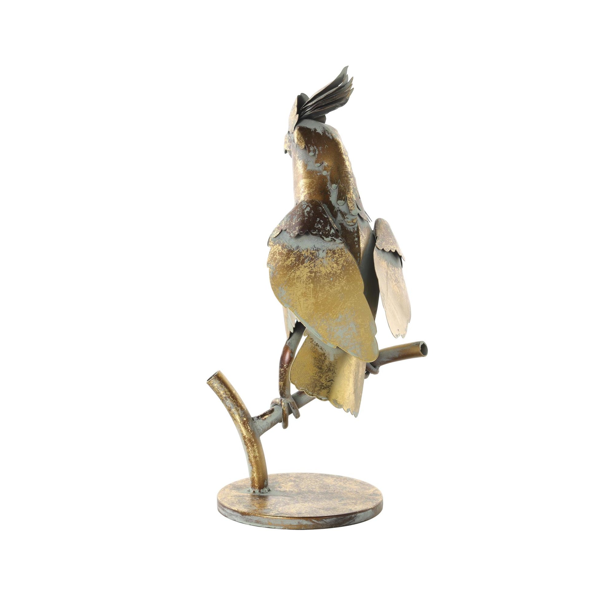 Parrot Bronze Metal Patina Decorative Garden Sculpture with Branch Base