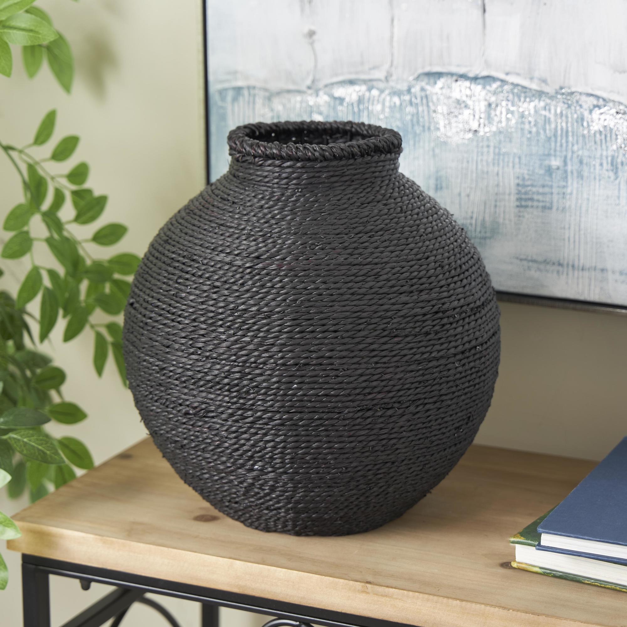 Black Metal Handmade Wrapped Pot Decorative Vase