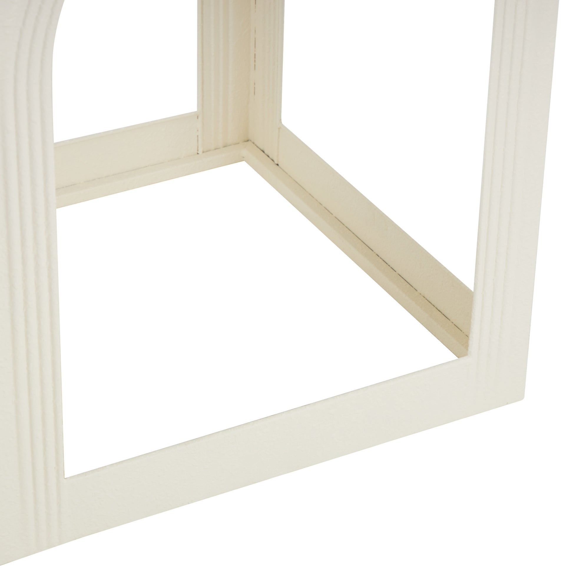 Set of 3 White Metal Nested Side End Accent Table with Arched Cutouts