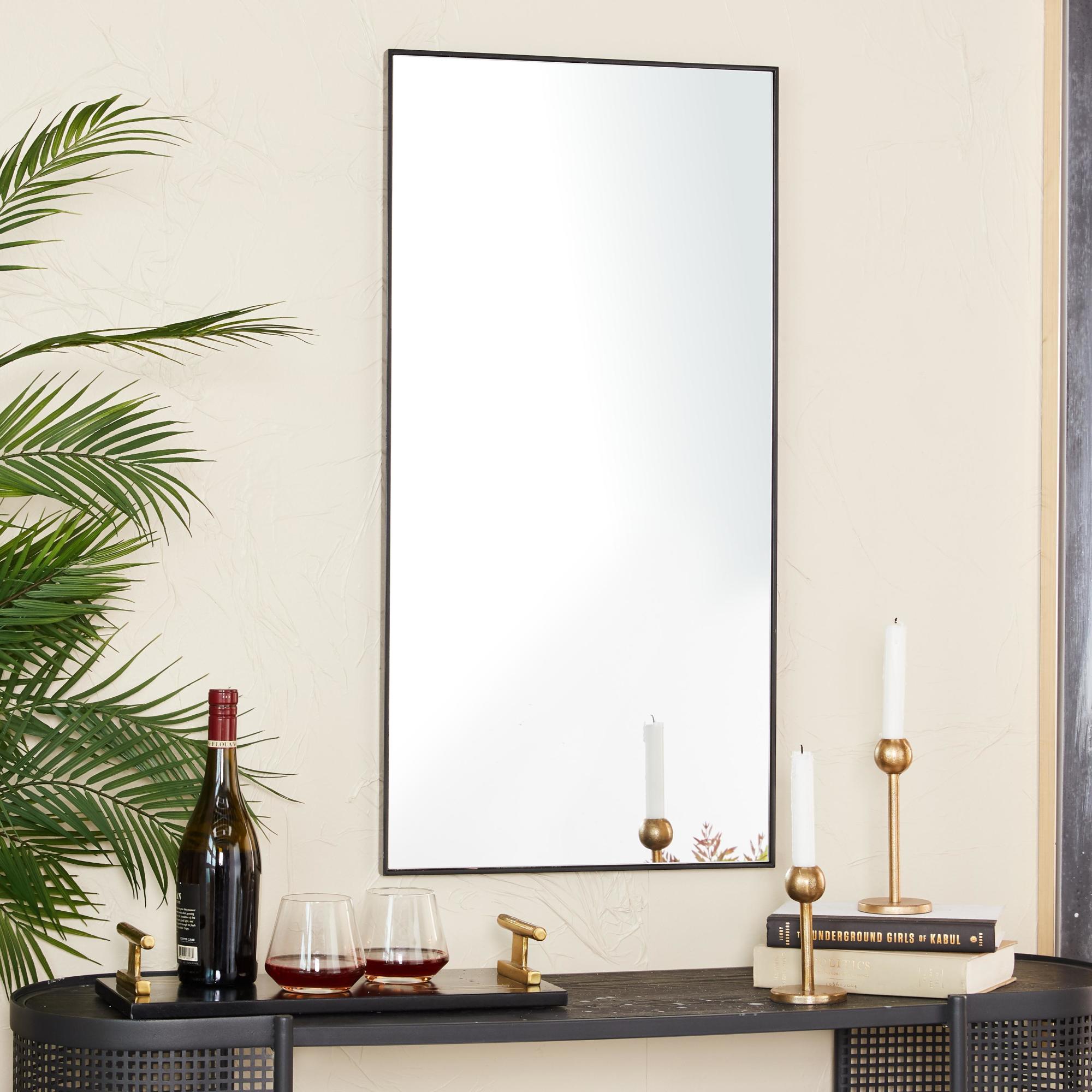 Wooden Minimalistic Room Wall Mirror with Thin Frame 18" x 1" x 36"