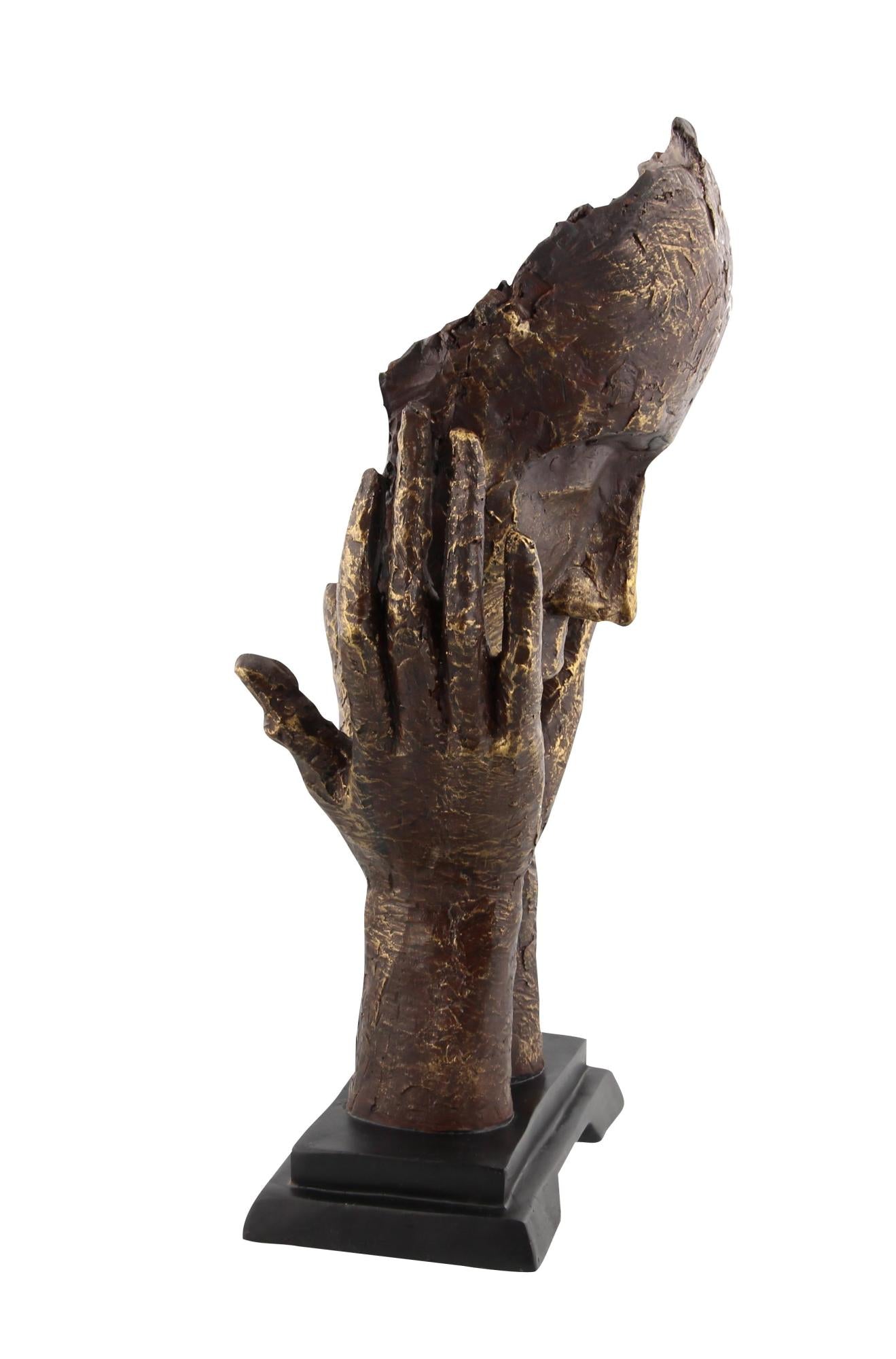 Mask Brown Polystone Thinker Decorative Sculpture