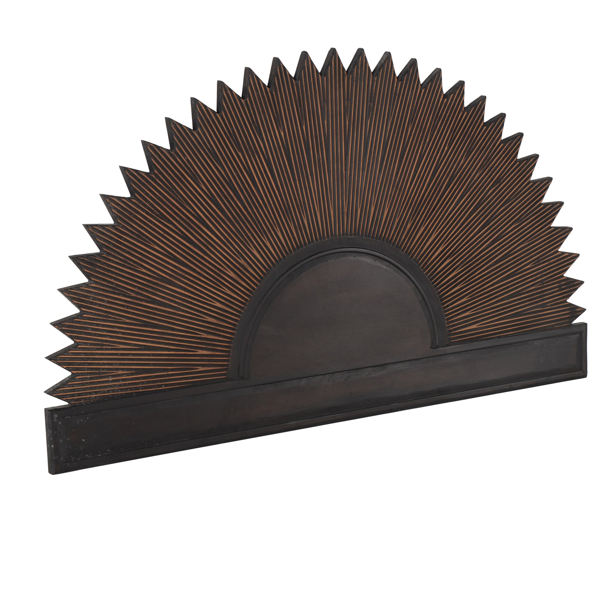 Sun Dark Brown Wooden Large Home Wall Decor with Copper Accents