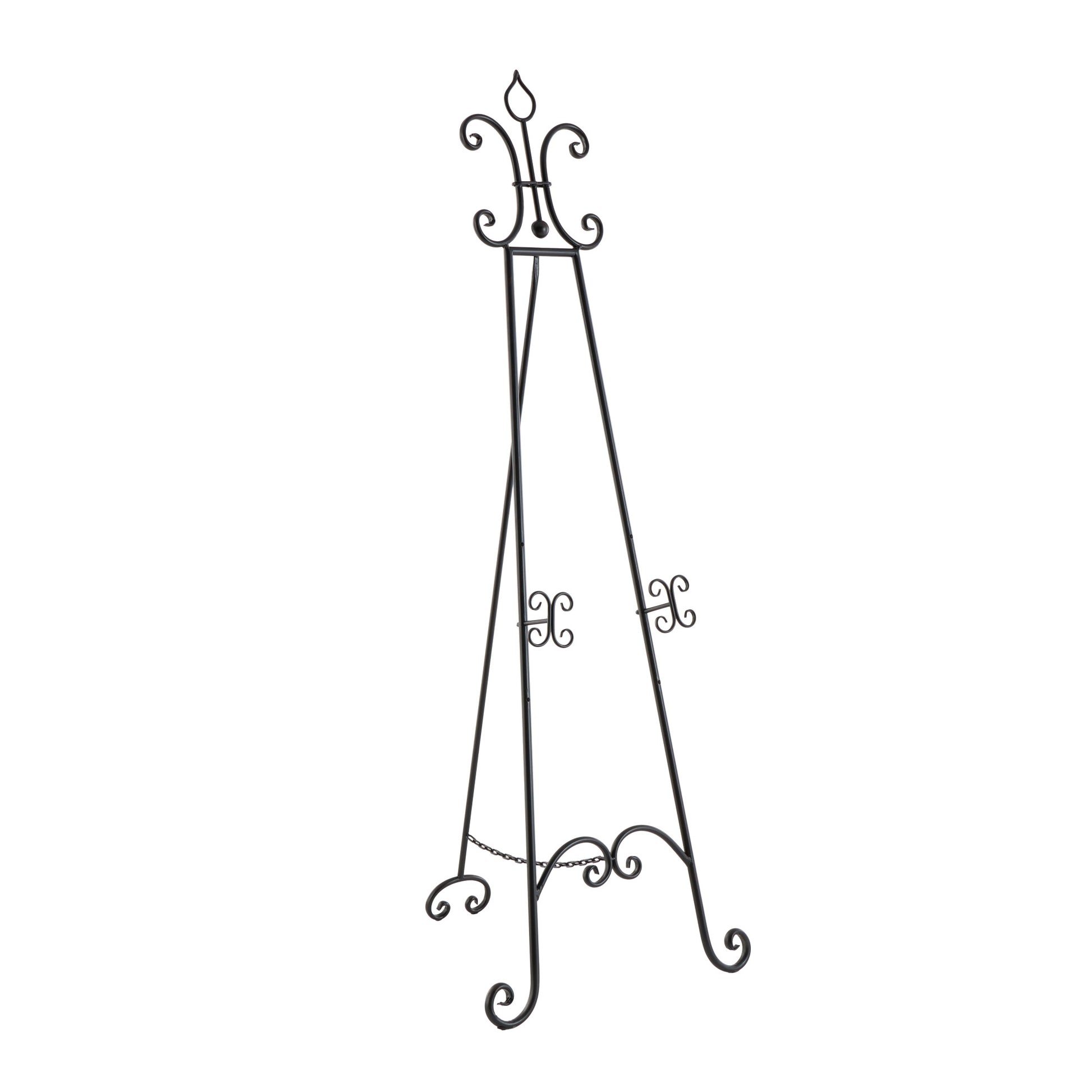 Scroll Black Metal Extra Large Adjustable 3 Tier Display Easel with Chain Support