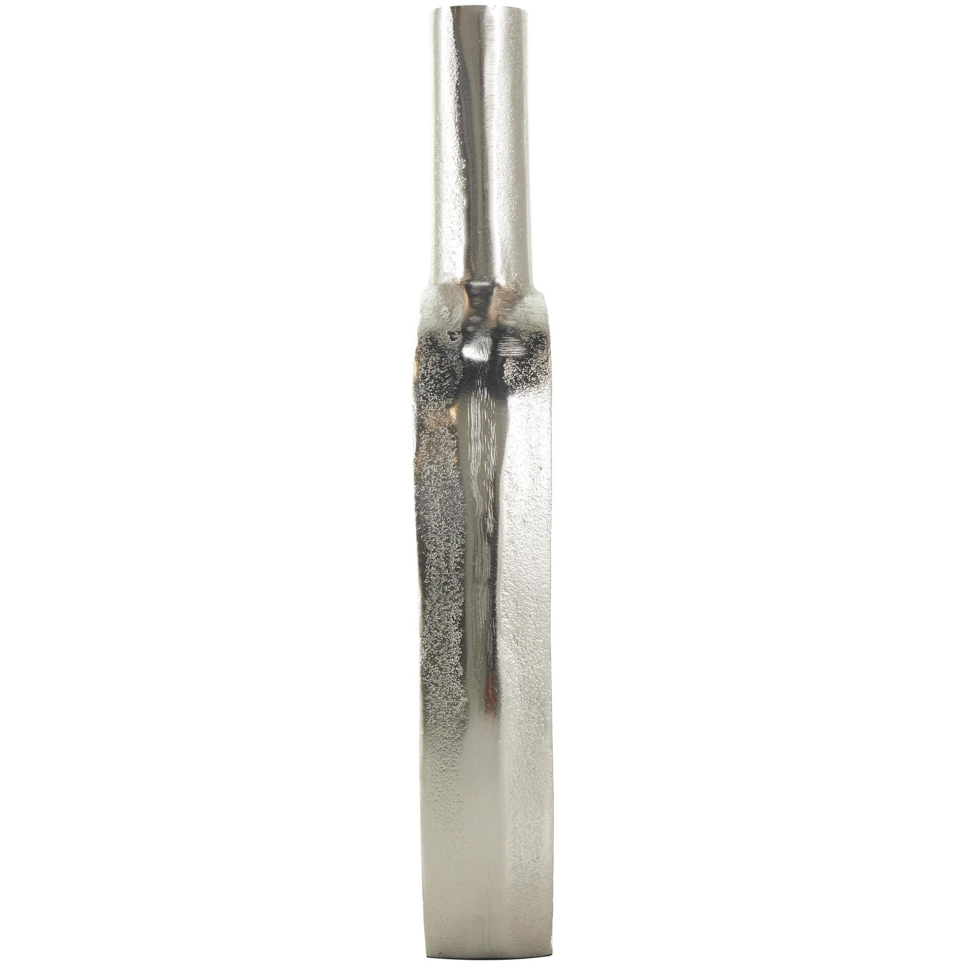 Aluminum Metal Circular Decorative Vase with Linear Etchings 7" x 2" x 16"