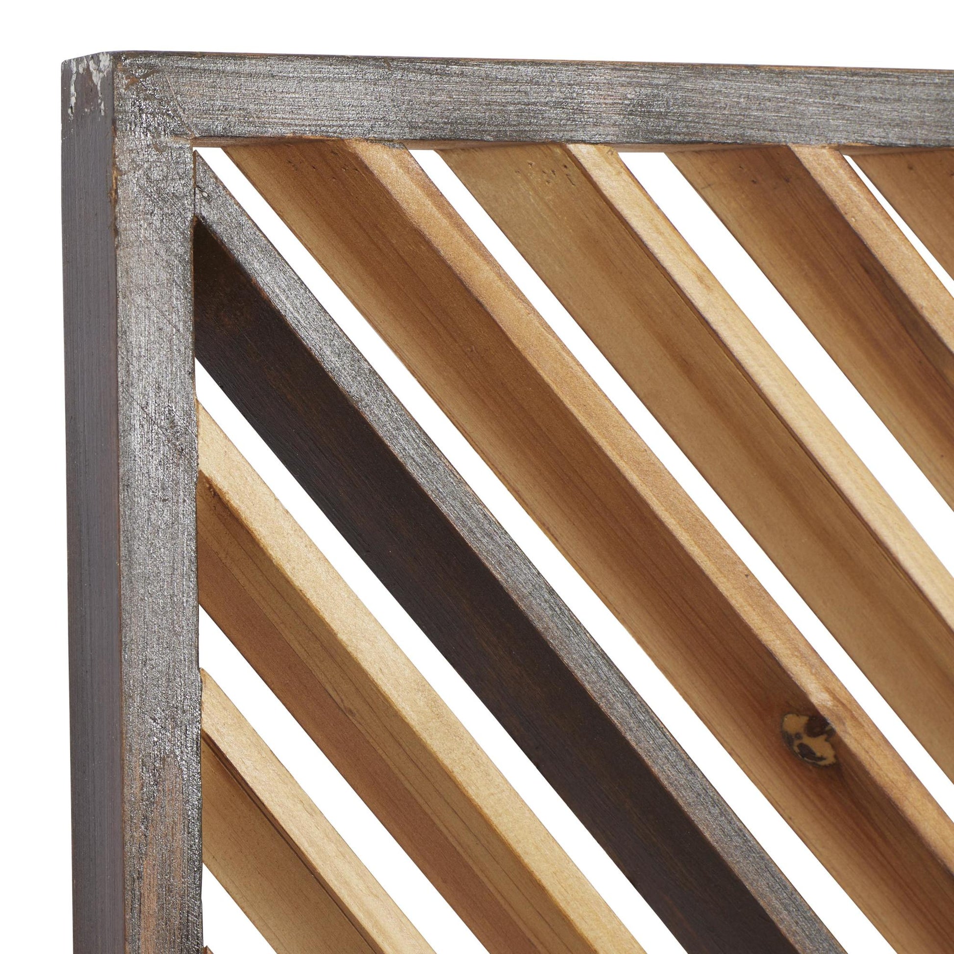 Set of 3 Geometric Brown Wood Slatted Wood Design Home Wall Decor