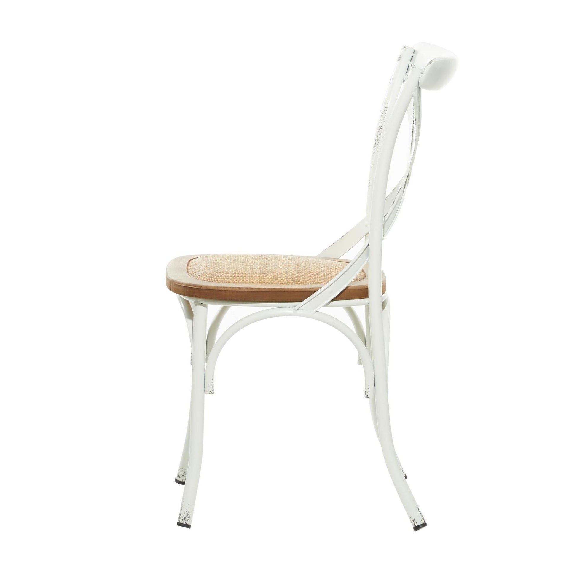 Set of 2 Metal Kitchen Dining Chair with Brown Rattan Seat
