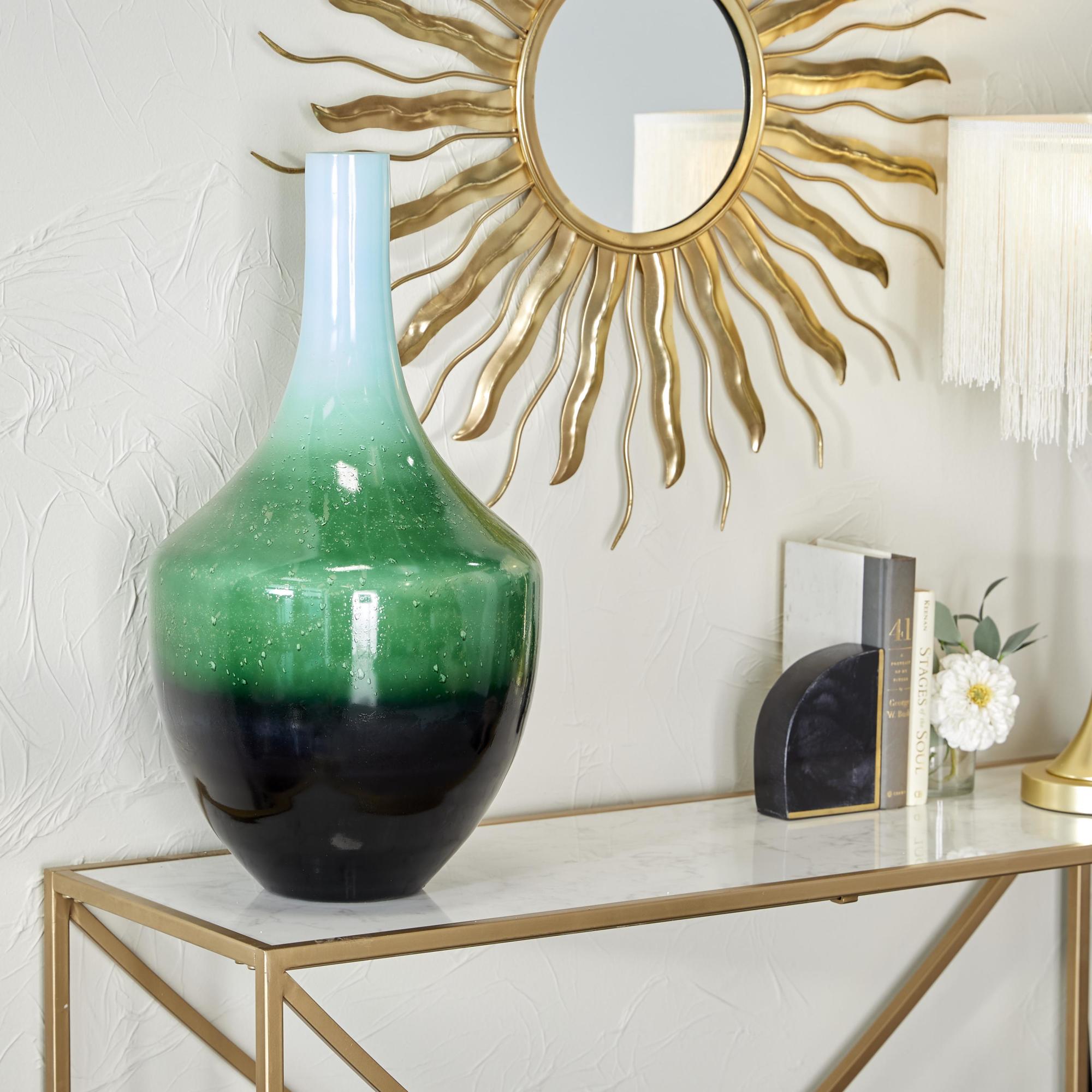 Green Glass Ombre Decorative Vase