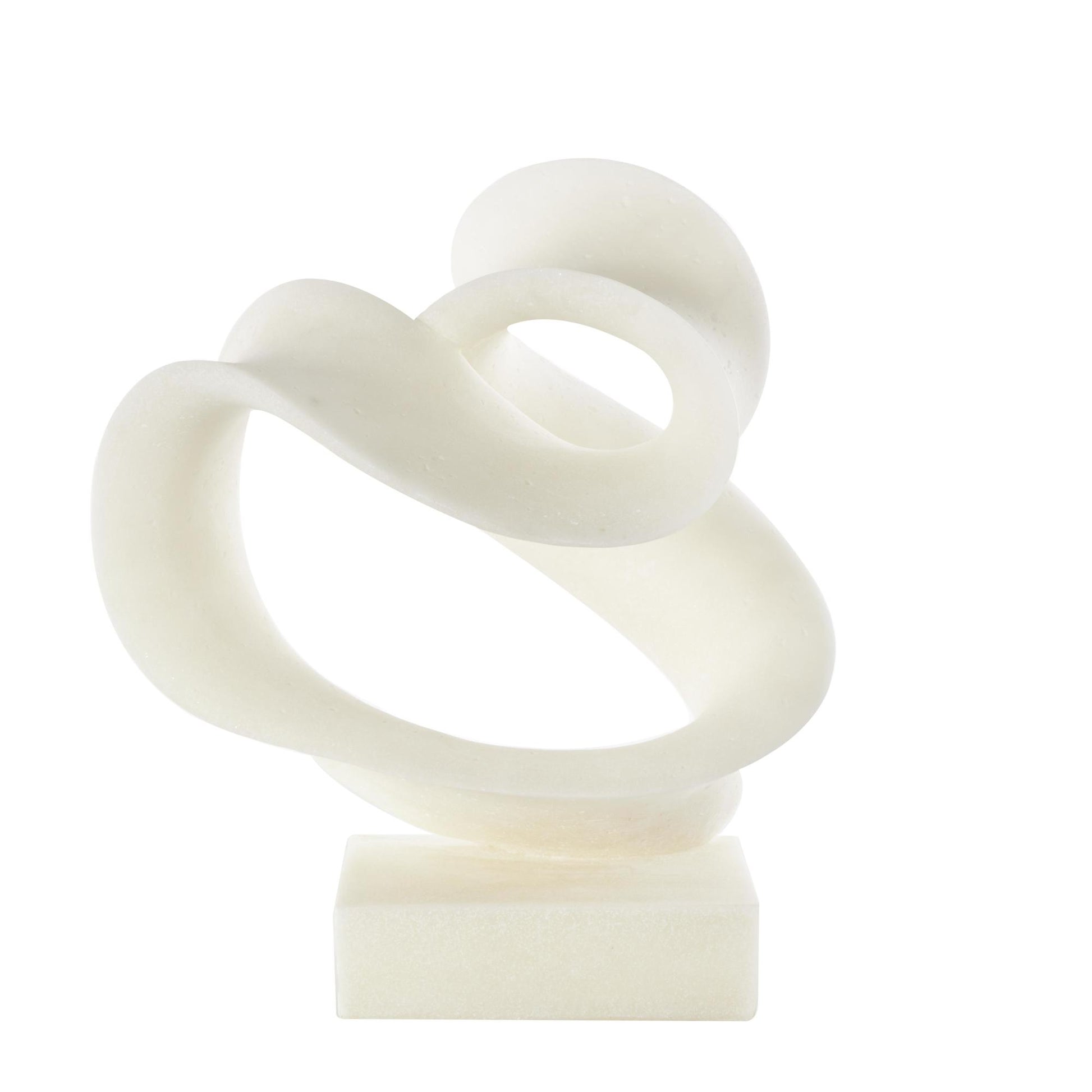 Abstract White Polystone Twisted Wave Decorative Sculpture with Elevated Base