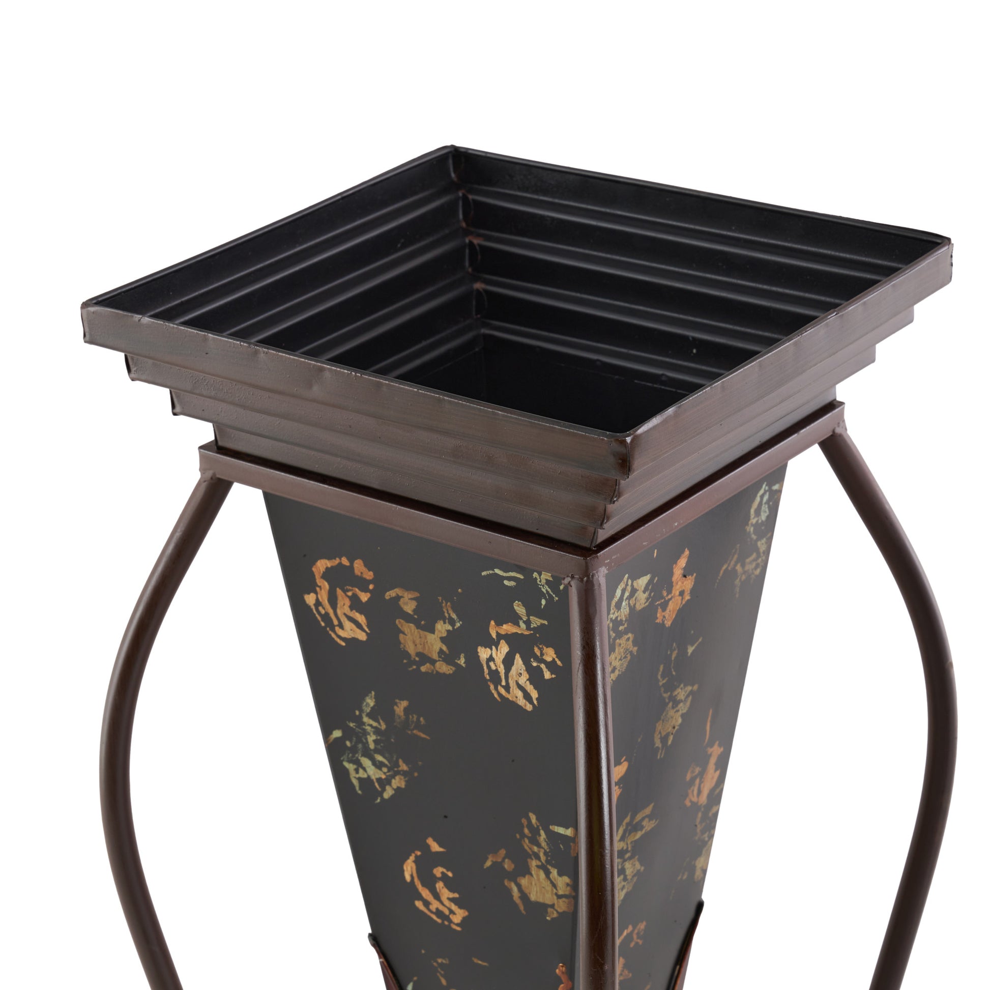 Set of 2 Scroll Brown Metal Indoor Outdoor Planter