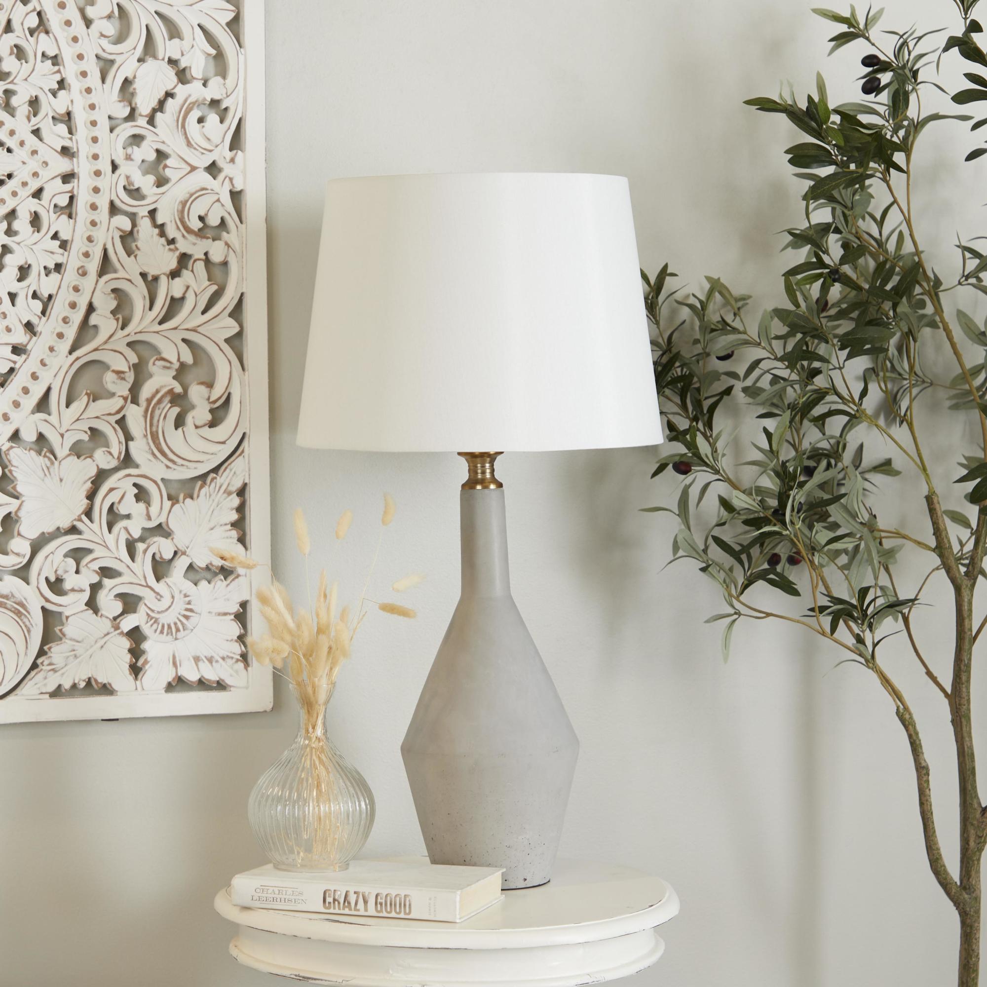 Gray Cement Stone Room Table Lamp