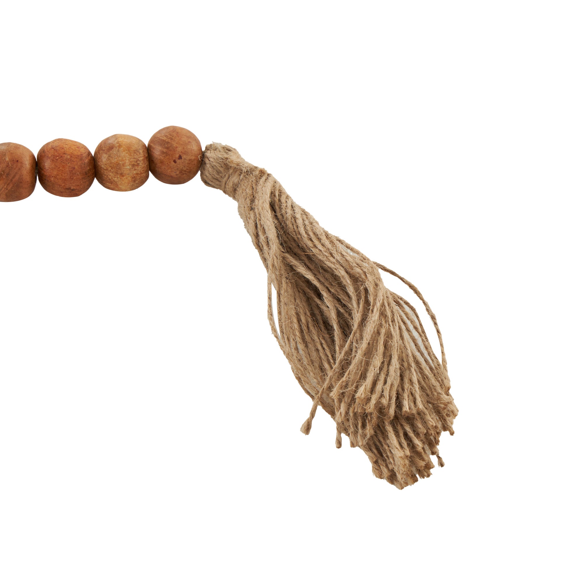 Mango Wood Garland Decorative Candle Holder with Brown Tassel