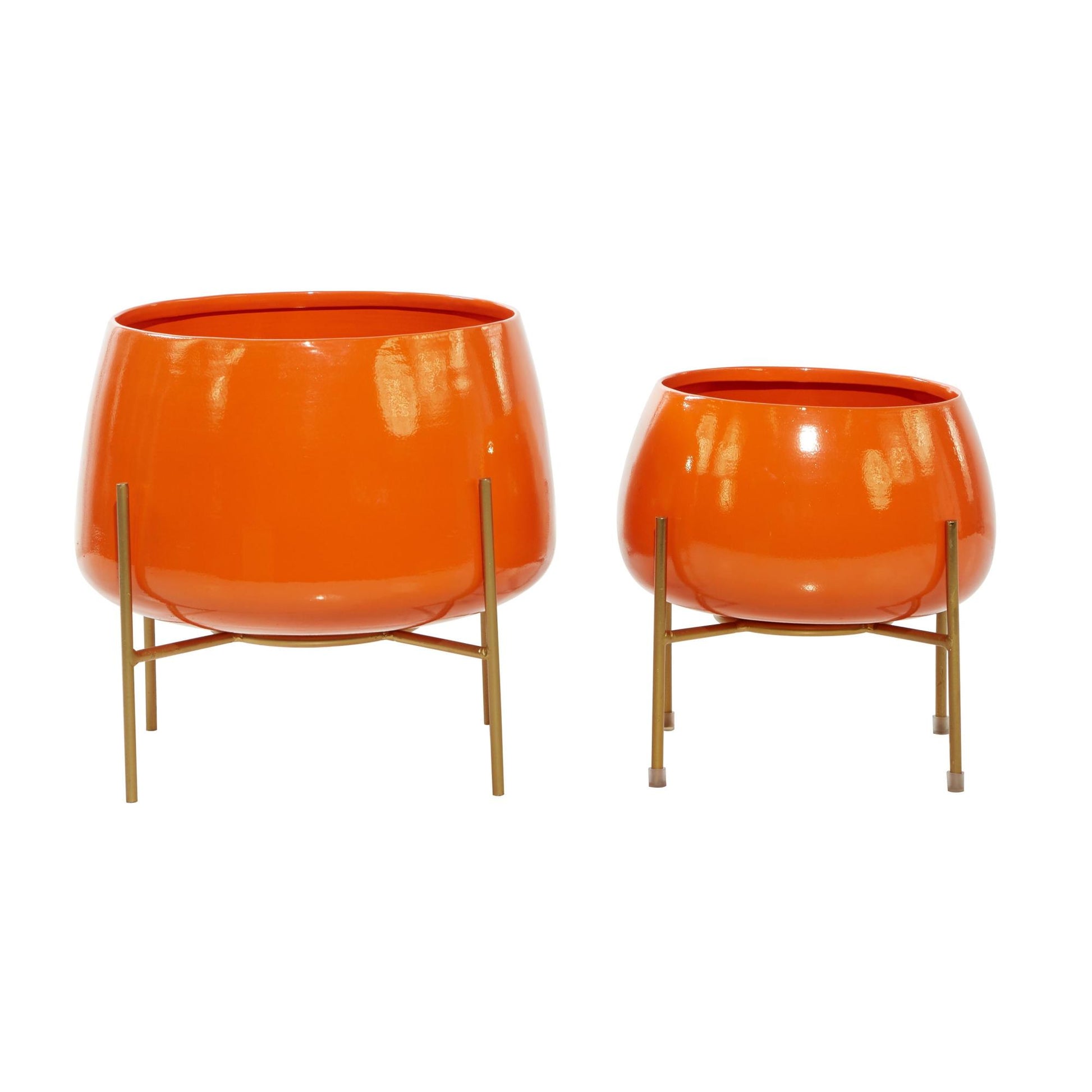 Set of 2 Metal Rounded Dome Indoor Outdoor Planter with Removable Stand