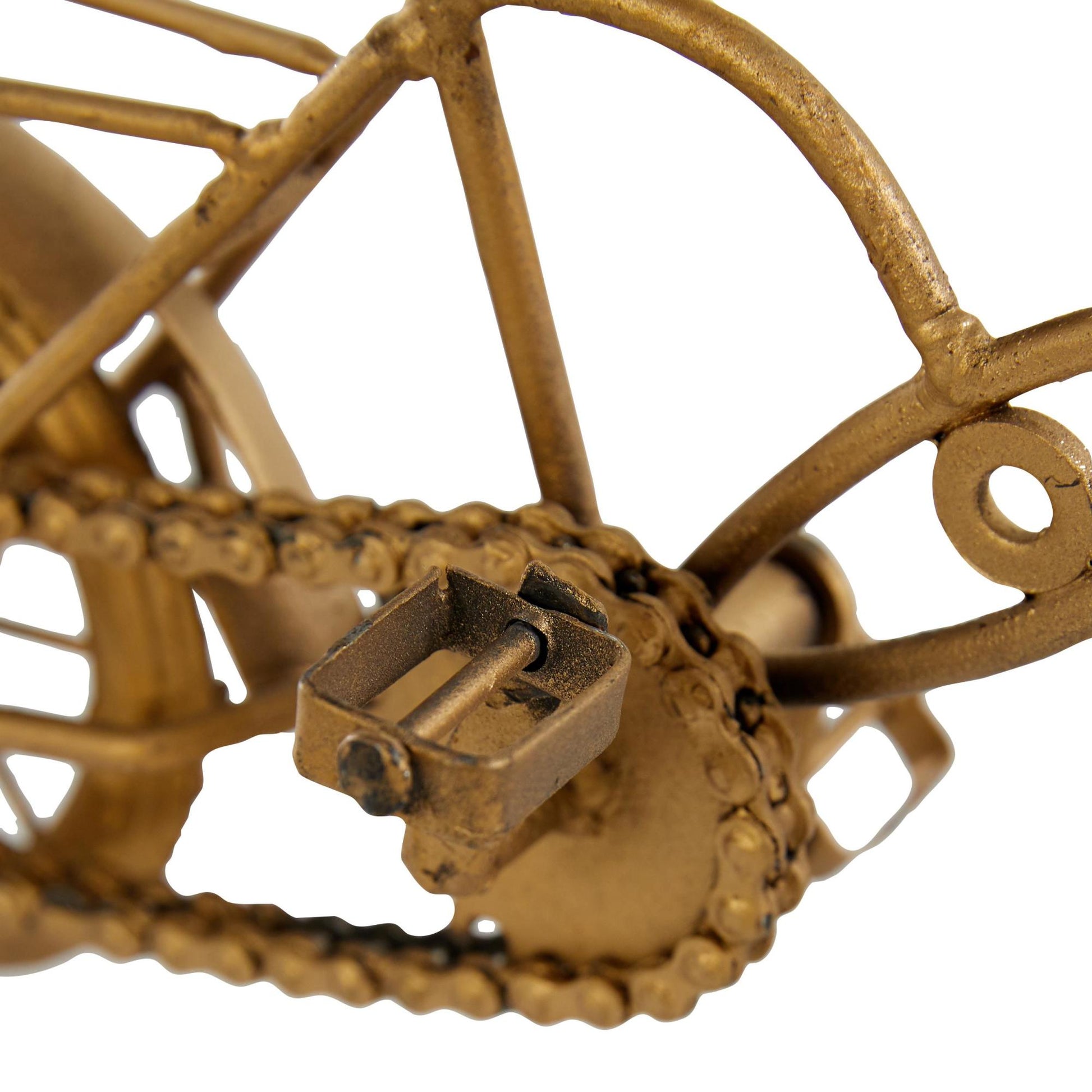 Bike Gold Metal Decorative Sculpture with Wood Accents
